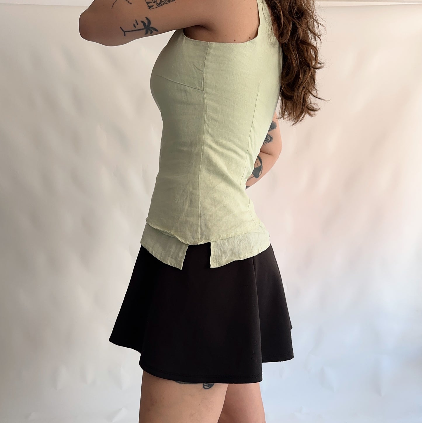 Top Vintage assimétrico 100% linho (M-L)
