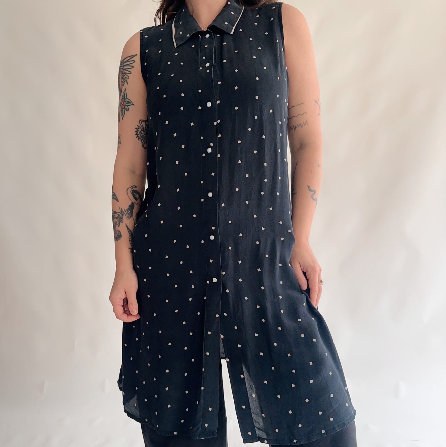 camiseiro vintage 100% seda (M)