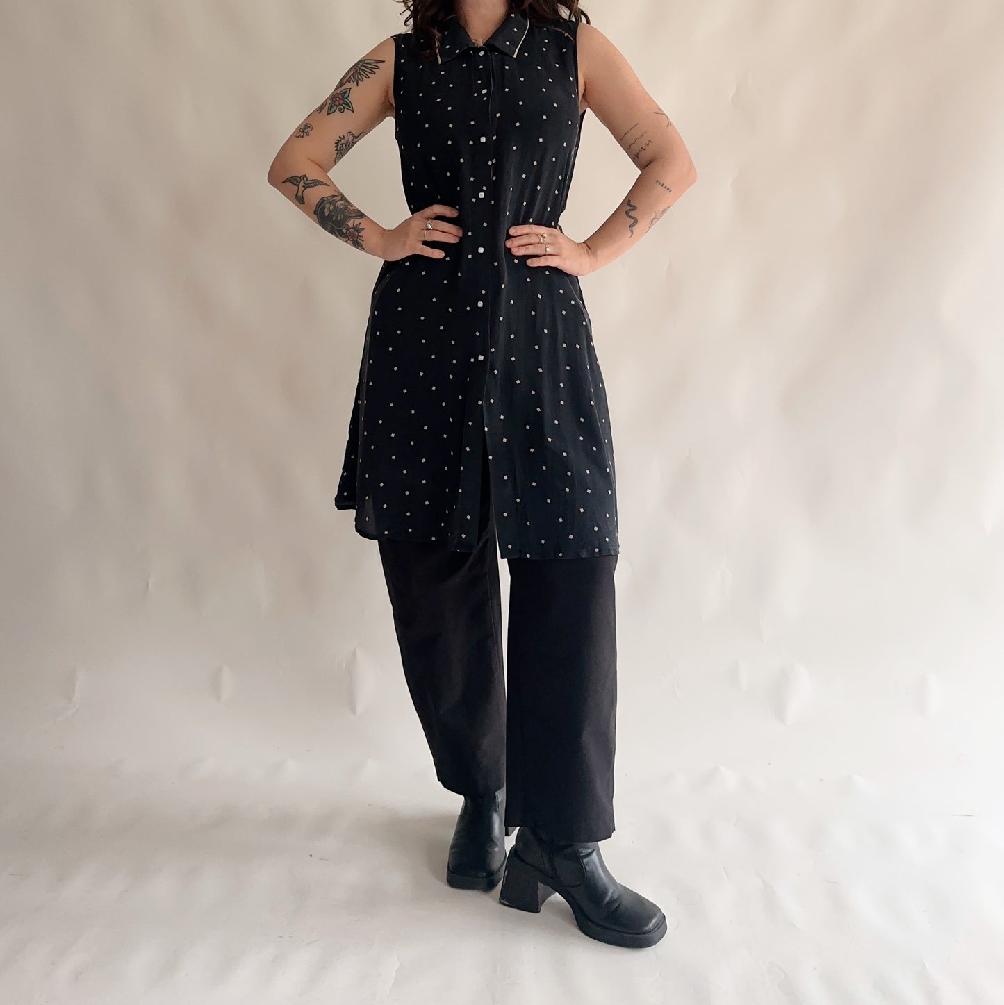 camiseiro vintage 100% seda (M)