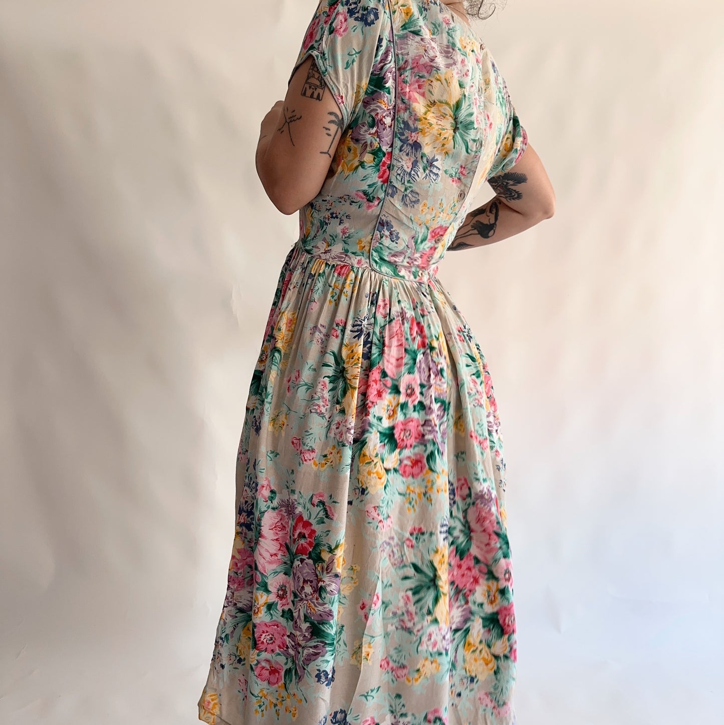vestido vintage 90s floral (L)