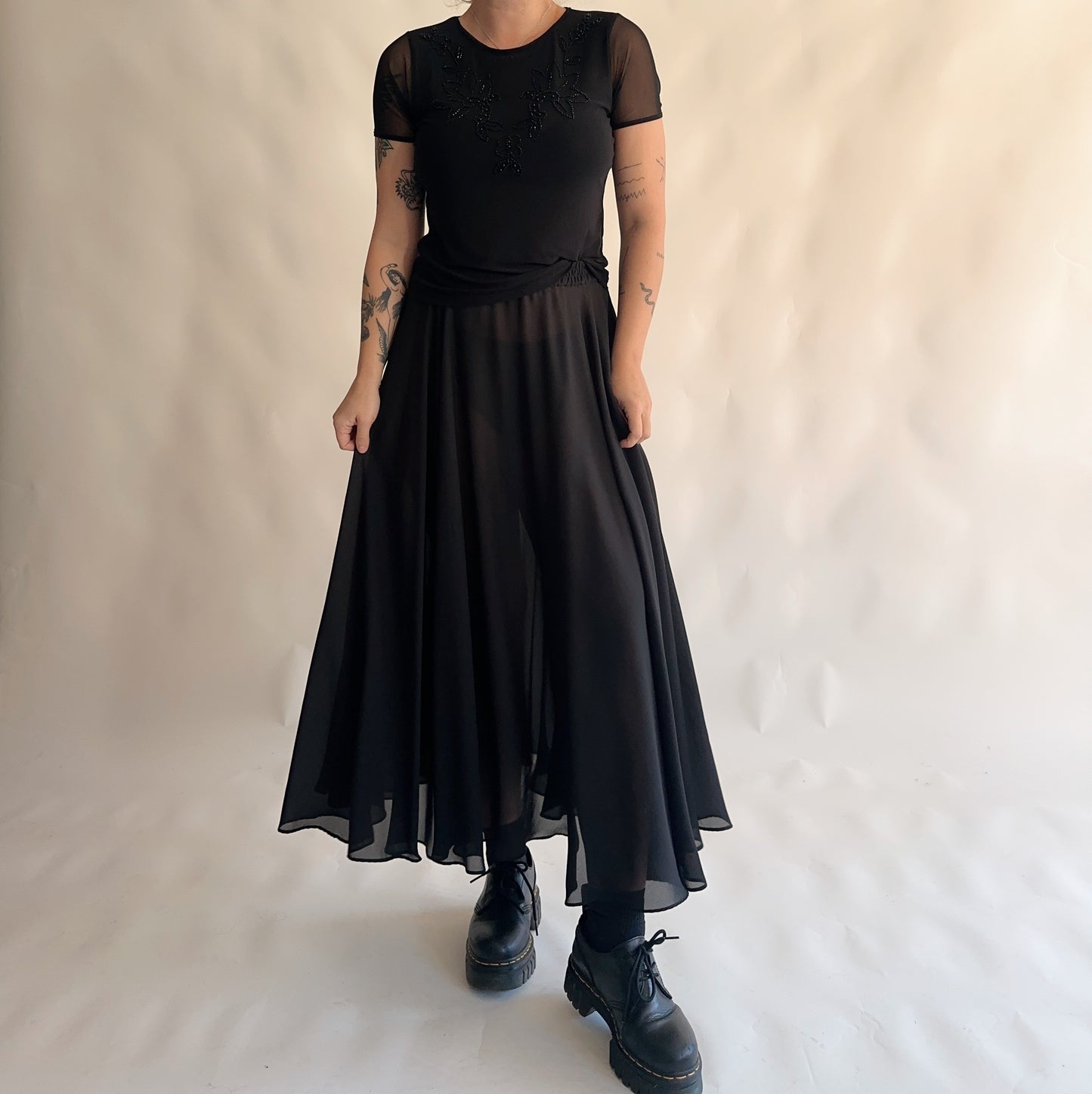 top vintage mesh com bordados (M-L)