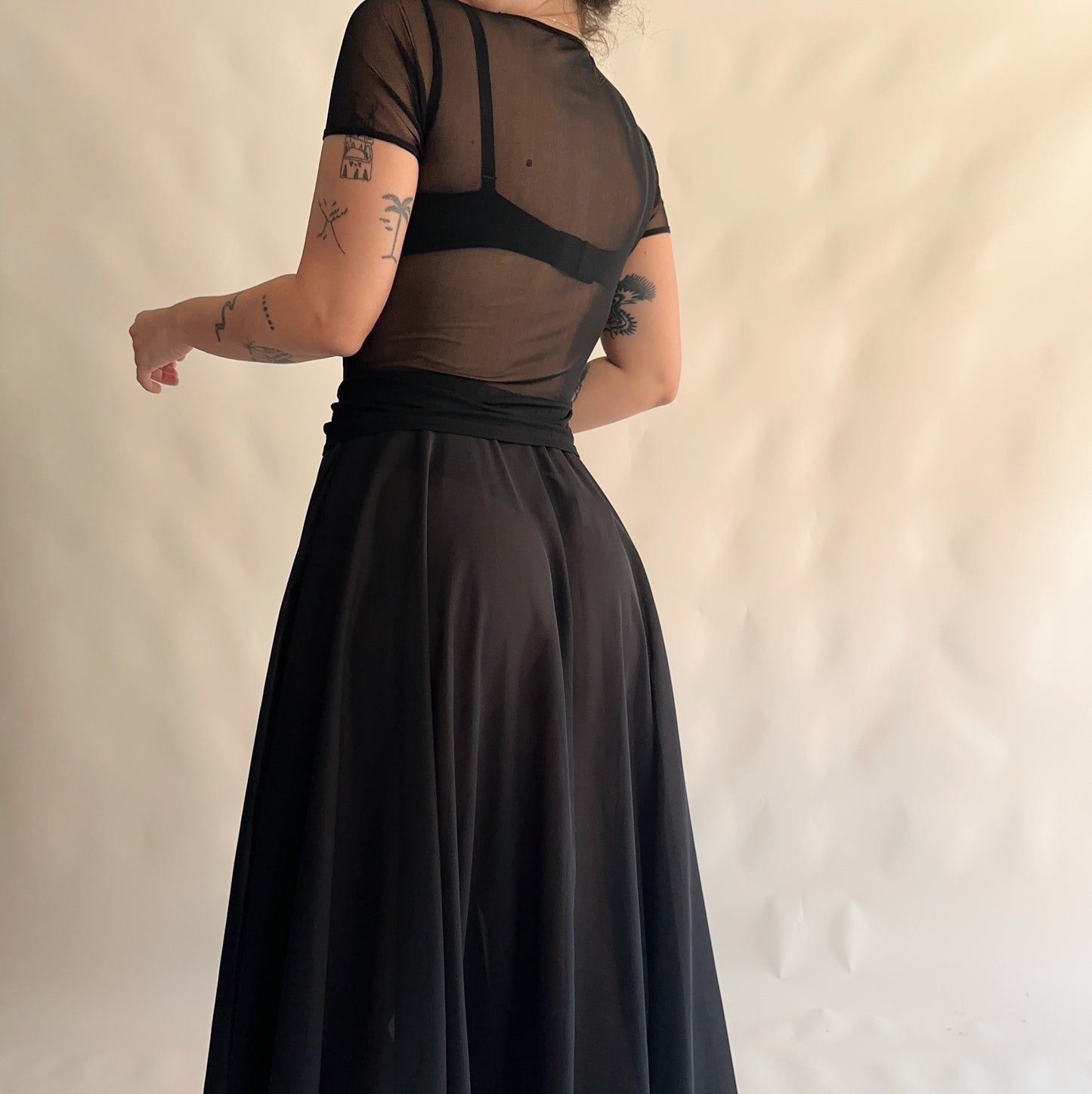 top vintage mesh com bordados (M-L)