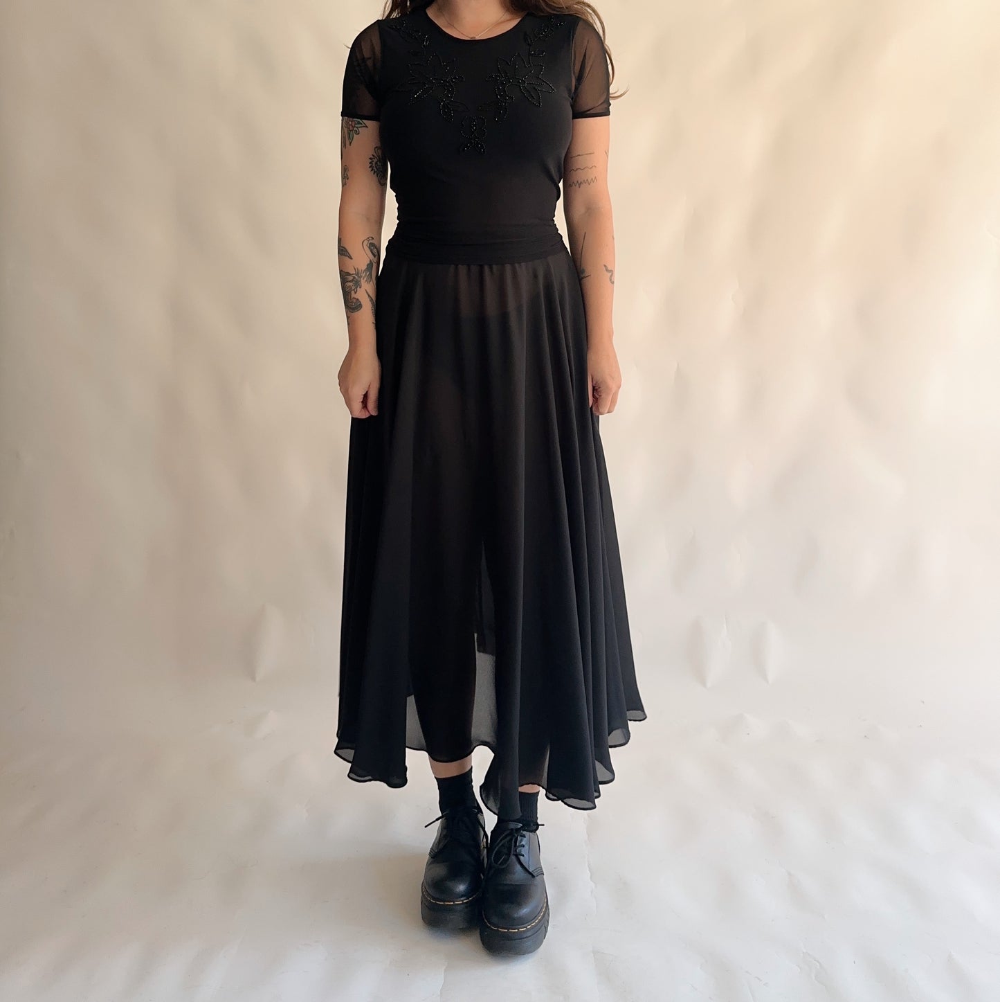 top vintage mesh com bordados (M-L)