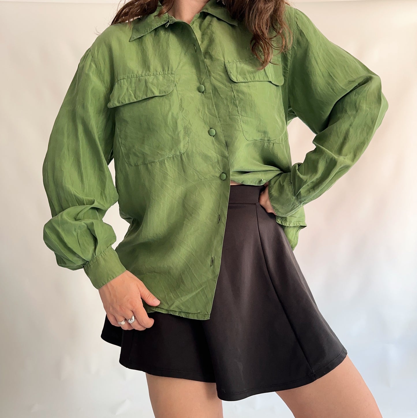 Camisa Vintage 100% seda (M-L)