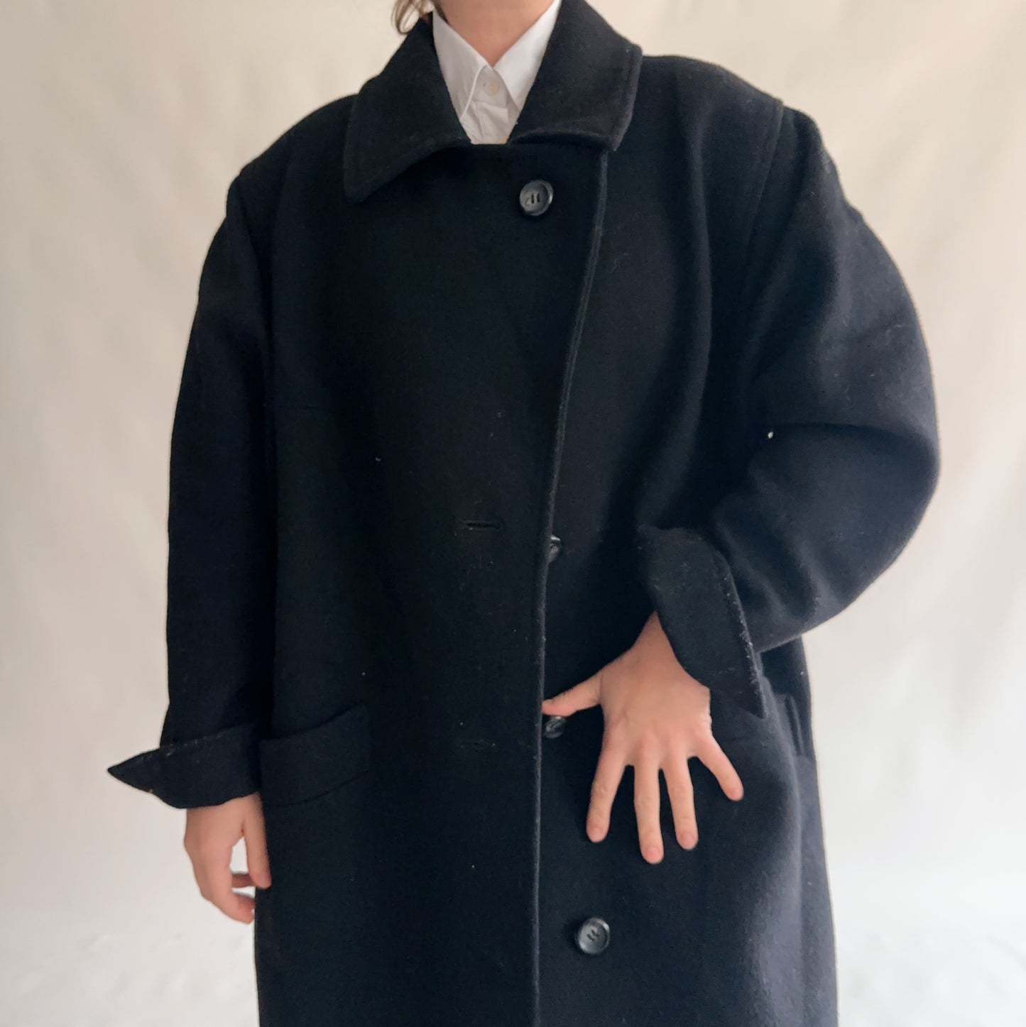 Sobretudo Vintage preto oversize (XXL)