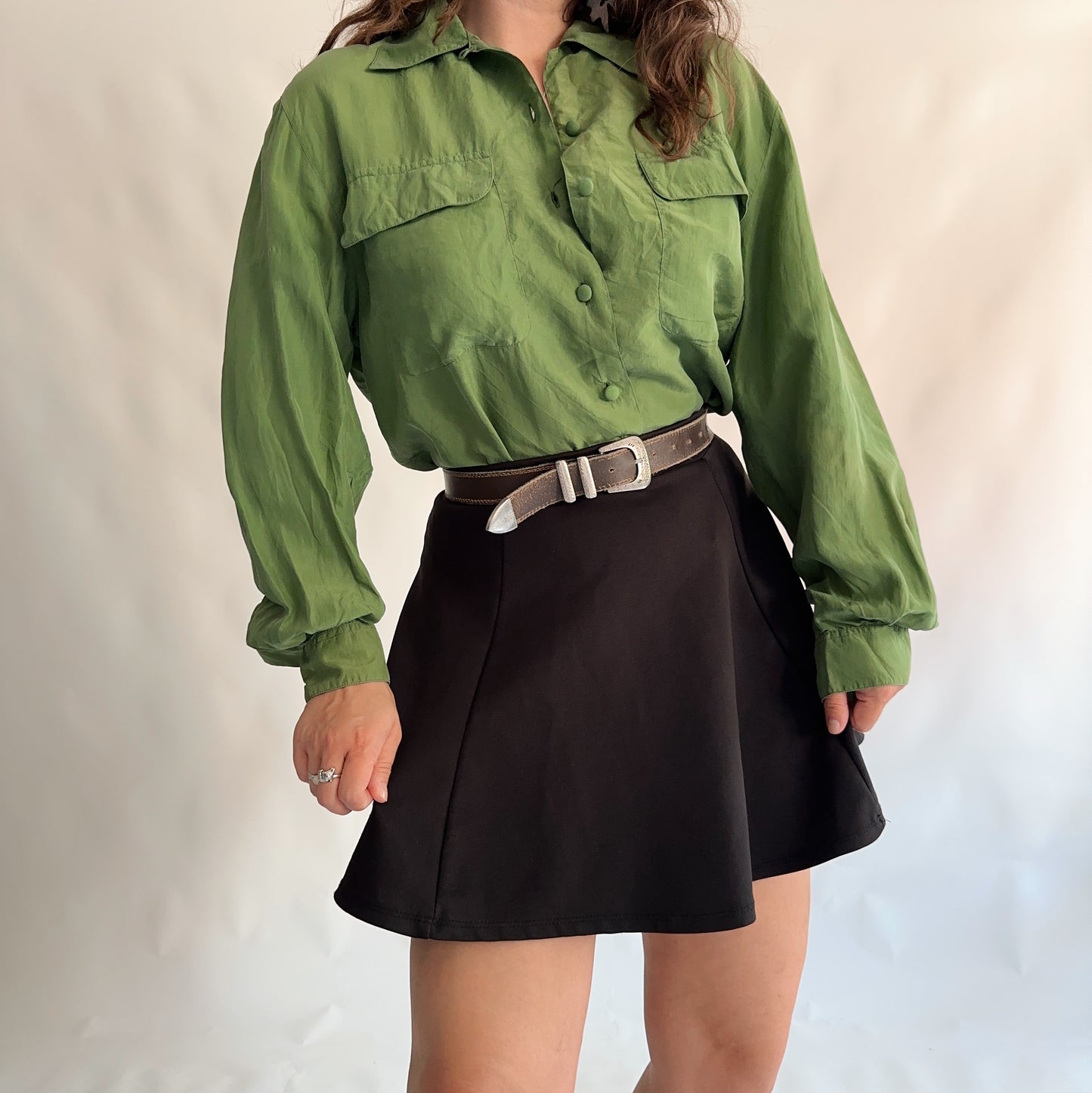 Camisa Vintage 100% seda (M-L)
