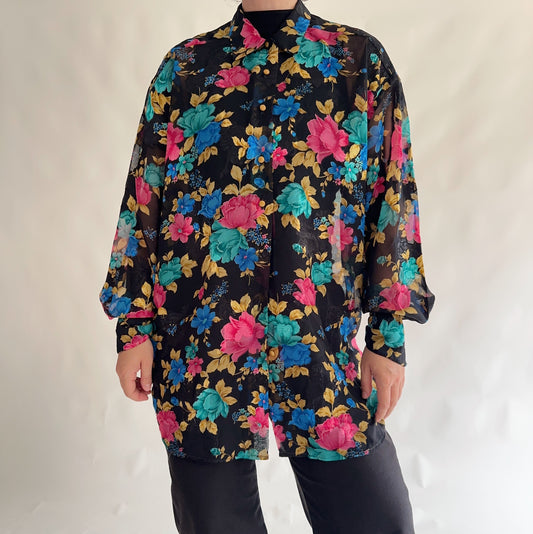 camisa vintage floral (L)