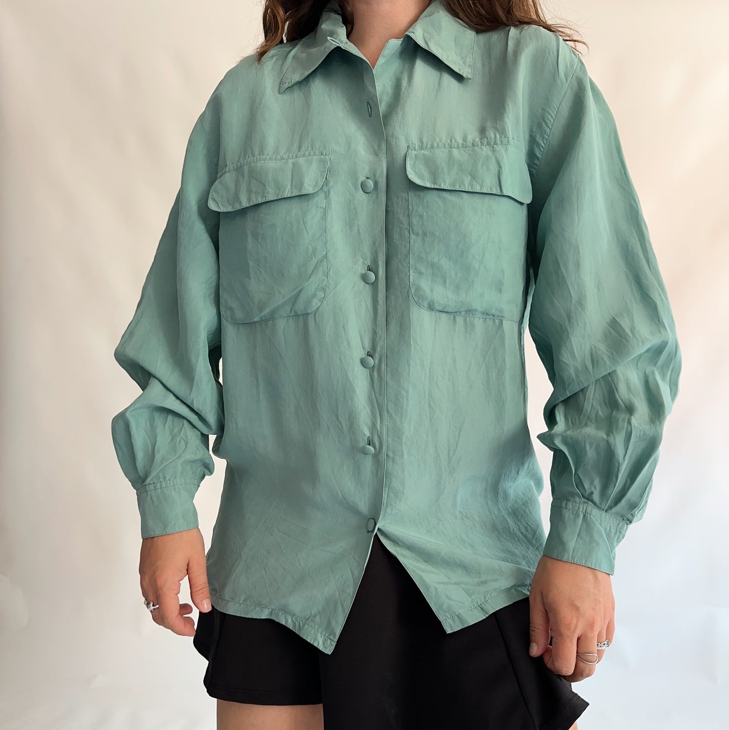 Camisa Vintage 100% seda (M-L)