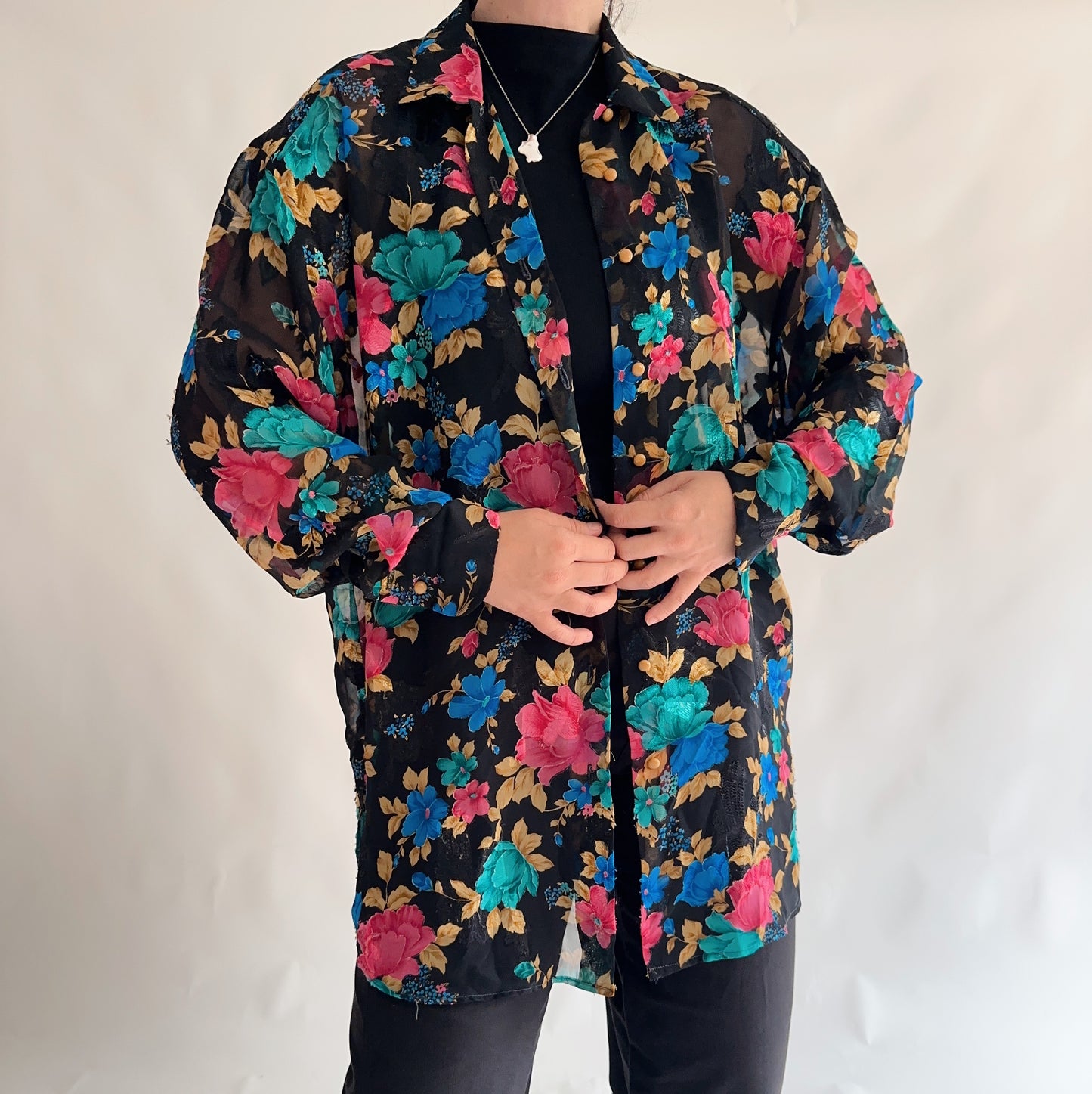 camisa vintage floral (L)