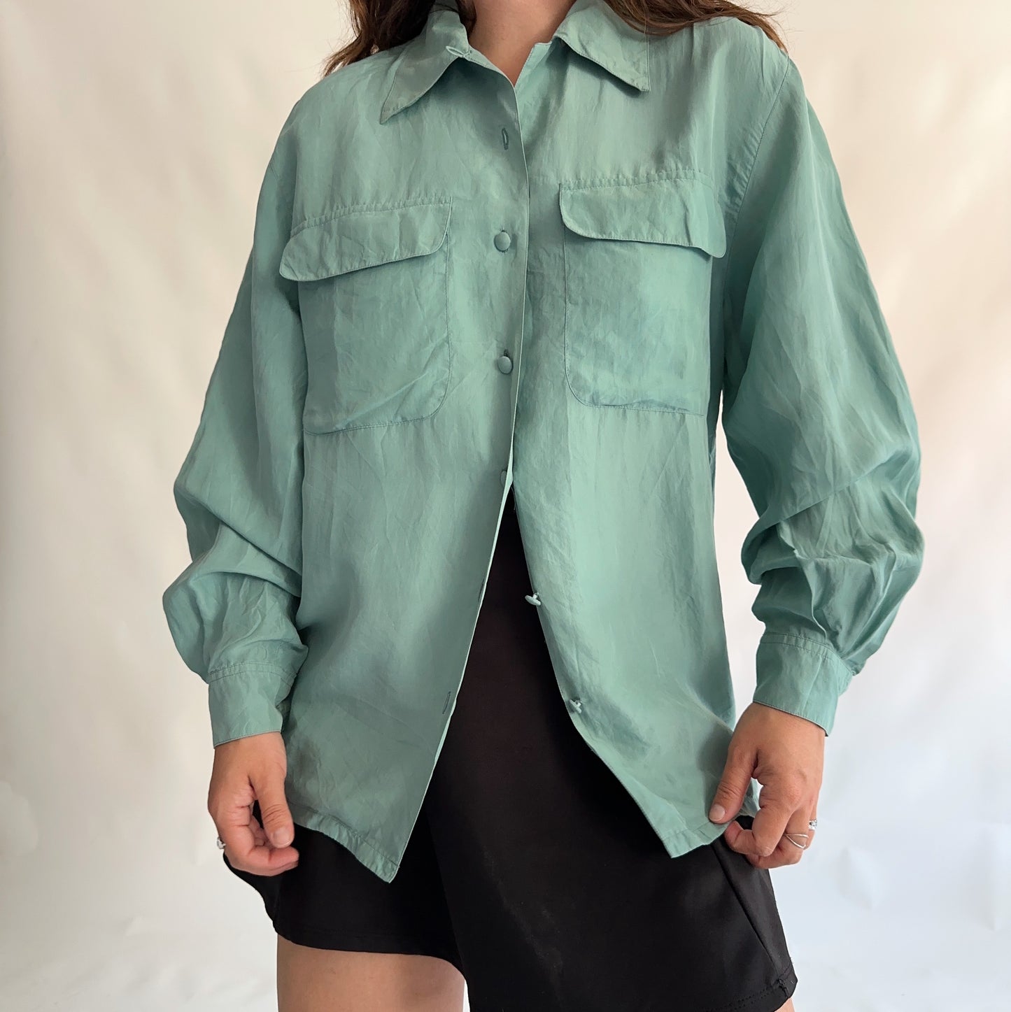 Camisa Vintage 100% seda (M-L)