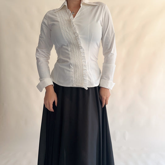 Camisa Vintage Branca Assimétrica (M-L)