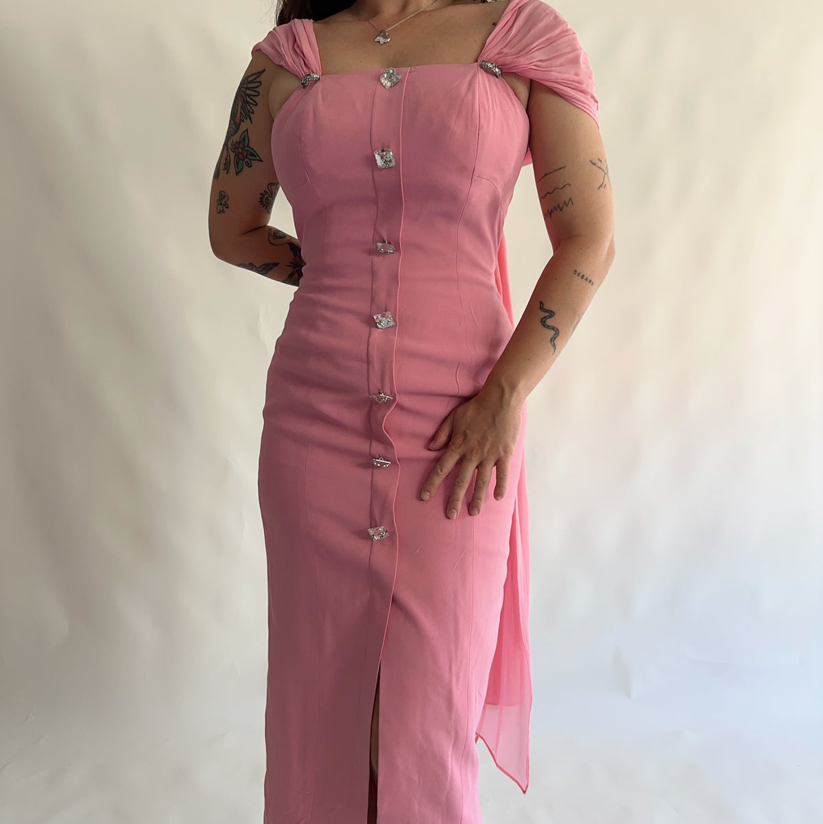 vestido vintage italiano 100% seda (M-L)