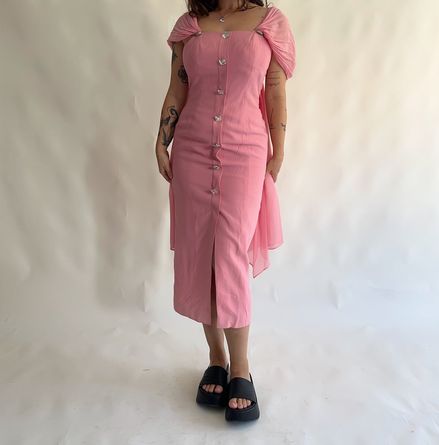 vestido vintage italiano 100% seda (M-L)