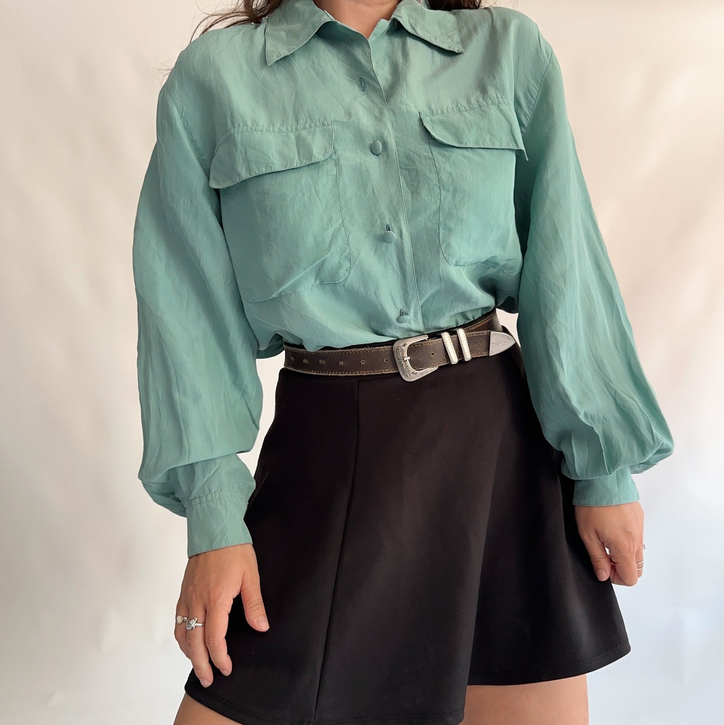 Camisa Vintage 100% seda (M-L)