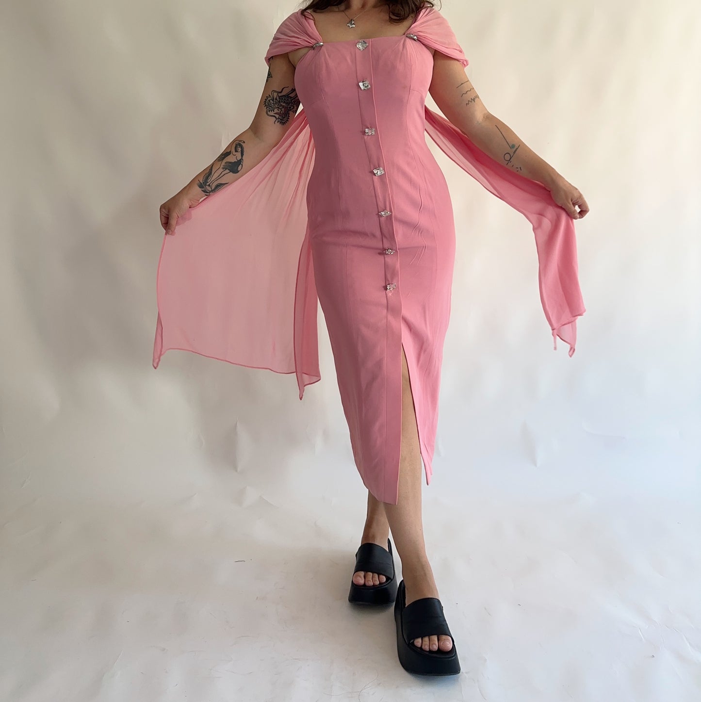 vestido vintage italiano 100% seda (M-L)