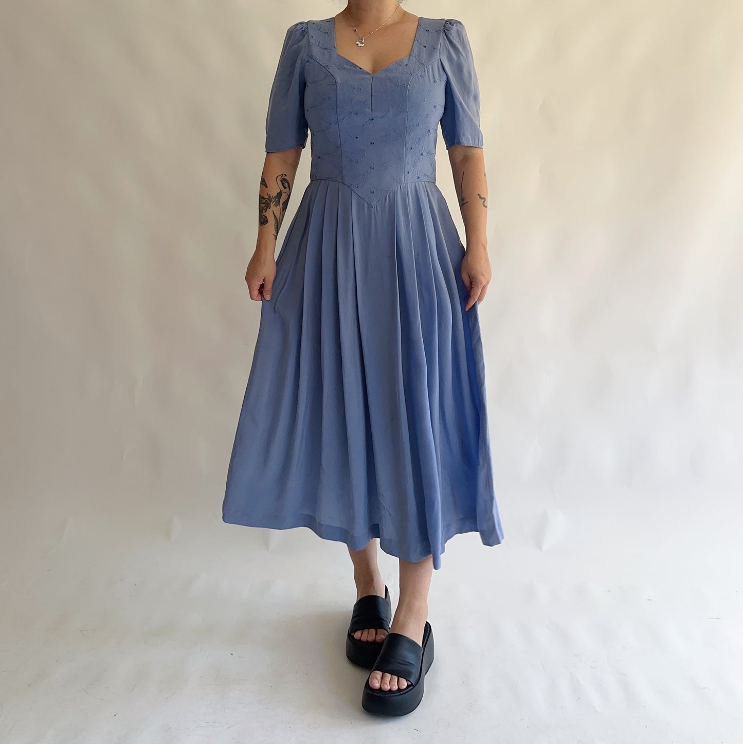 vestido vintage austríaco 100% cupro (M-L)