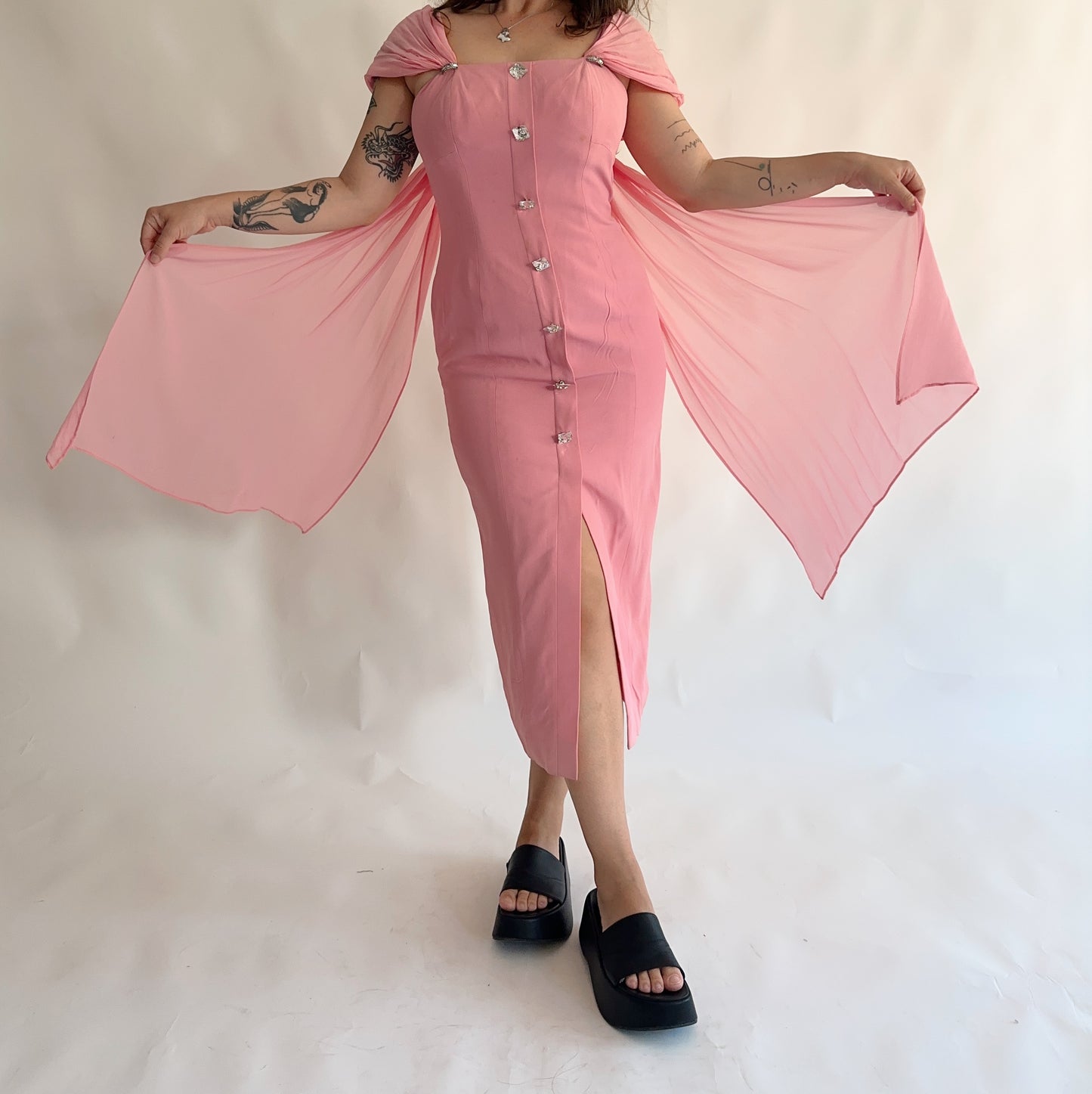vestido vintage italiano 100% seda (M-L)