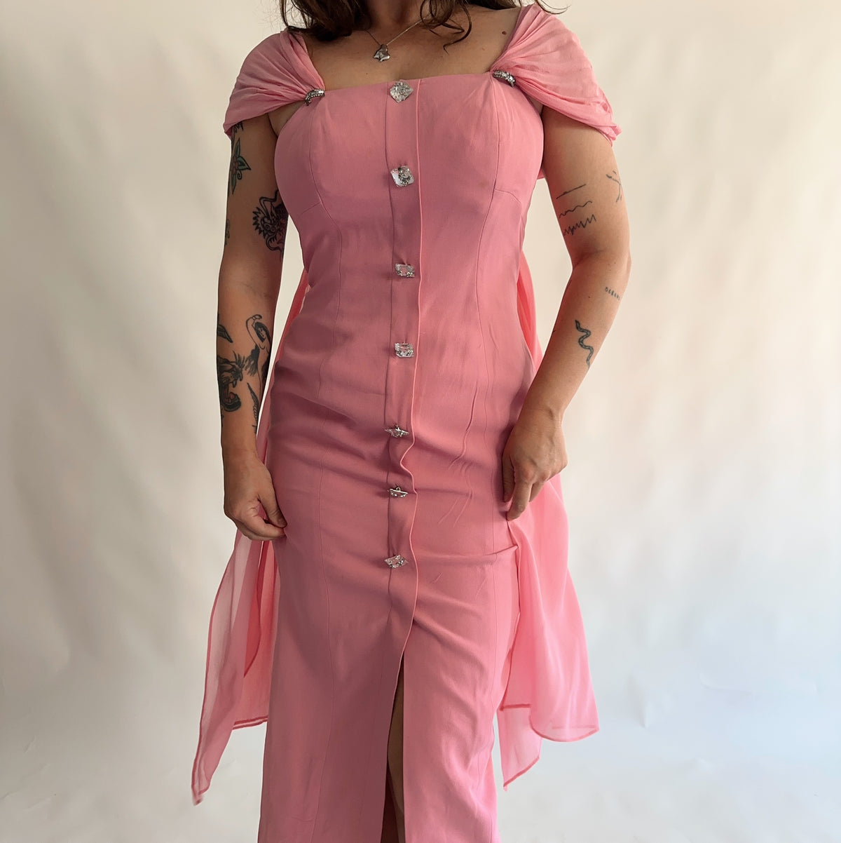 vestido vintage italiano 100% seda (M-L)