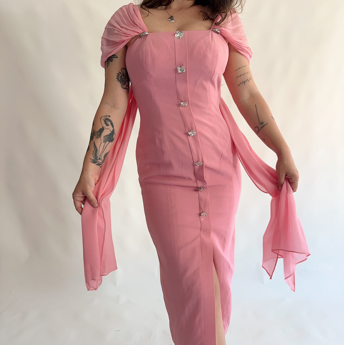 vestido vintage italiano 100% seda (M-L)