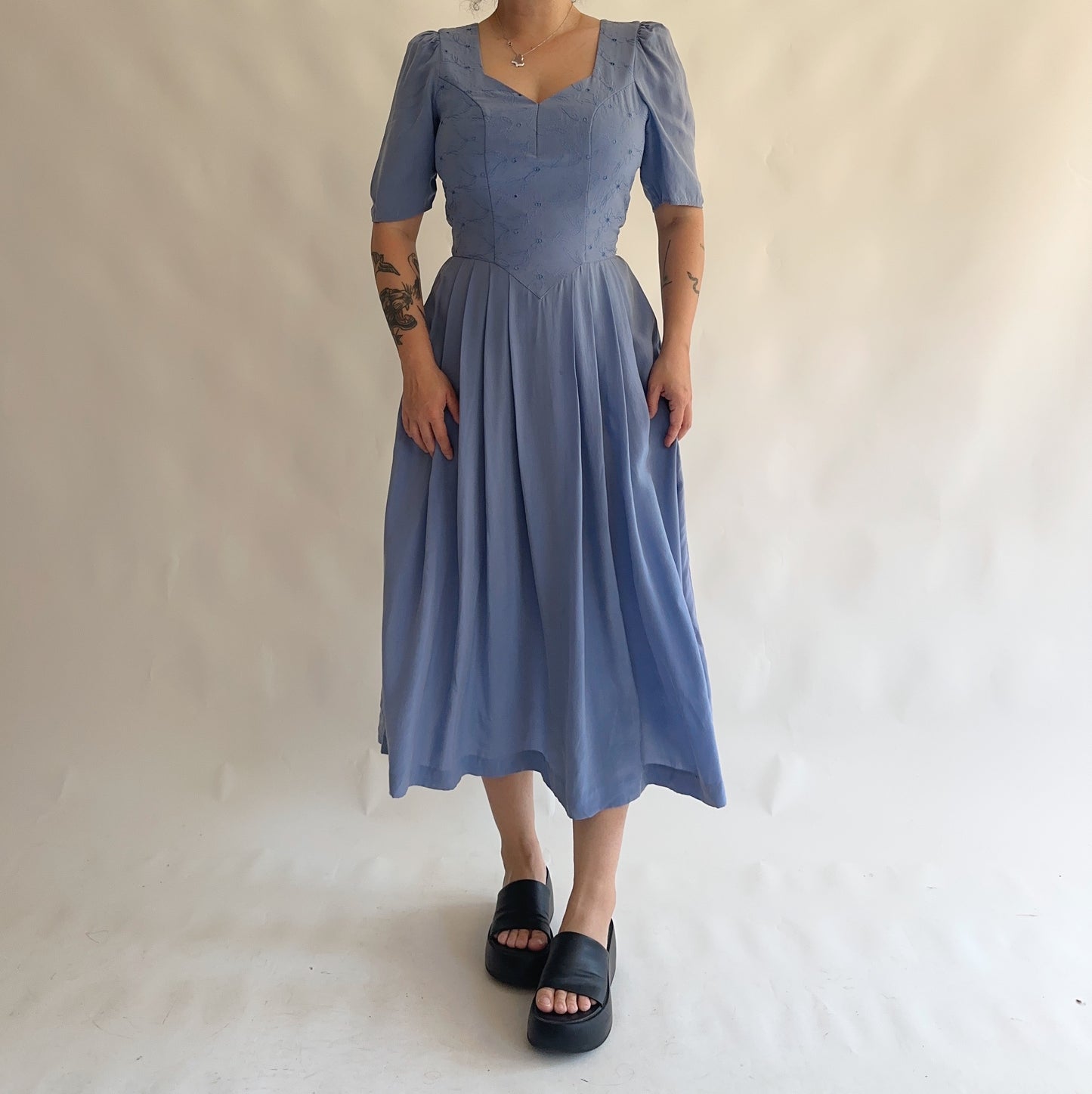 vestido vintage austríaco 100% cupro (M-L)