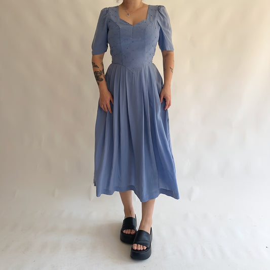 vestido vintage austríaco 100% cupro (M-L)