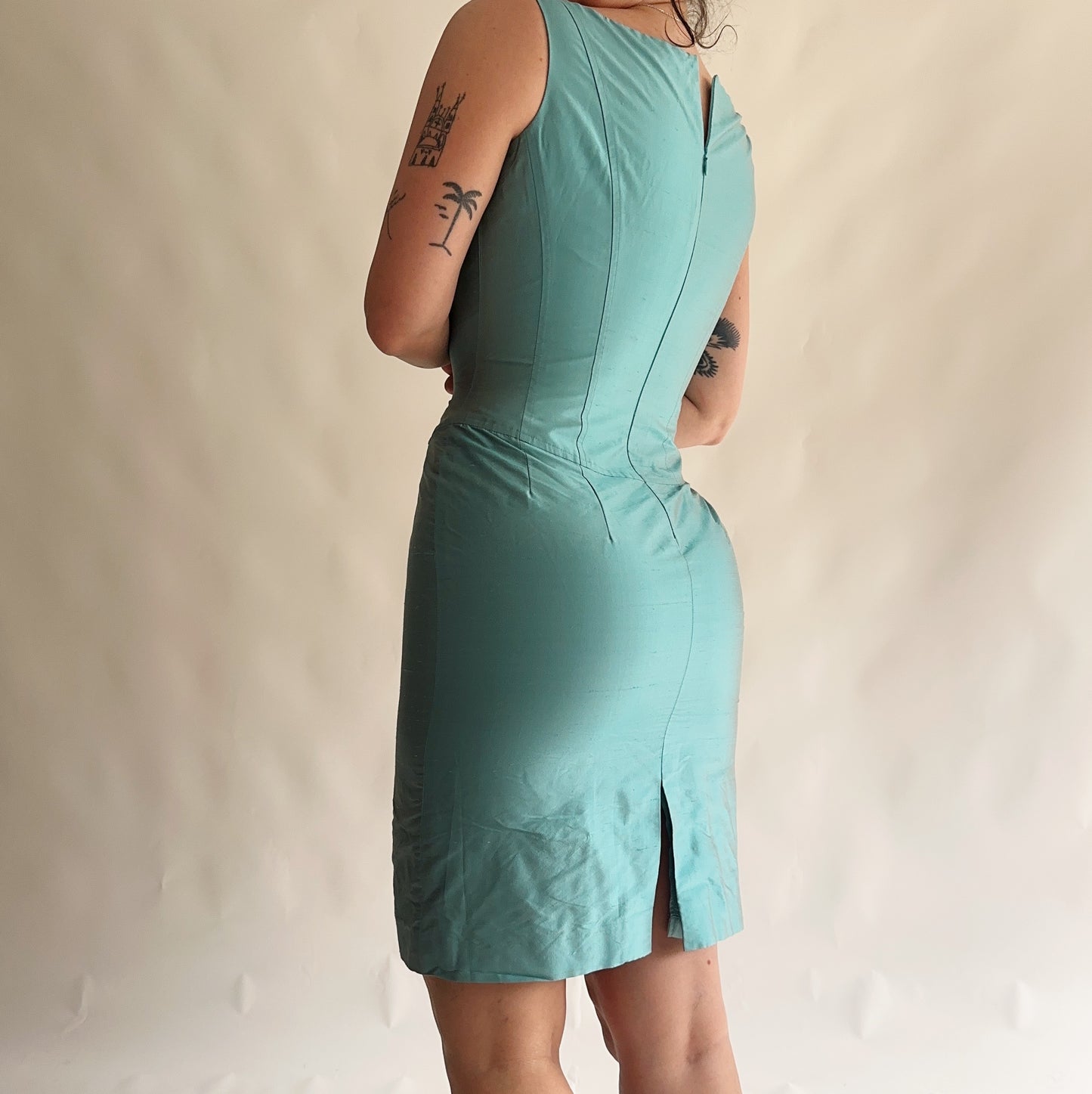 vestido vintage 100% seda (M-L)