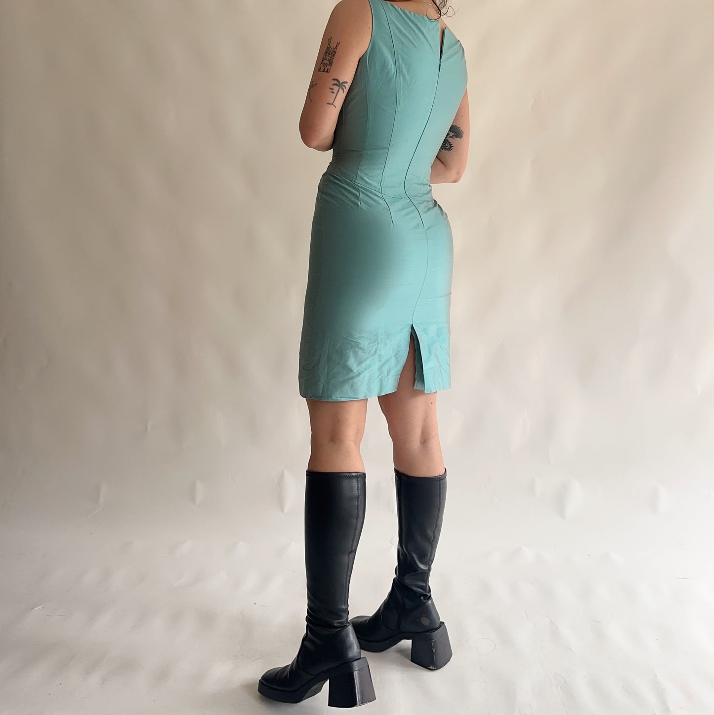 vestido vintage 100% seda (M-L)