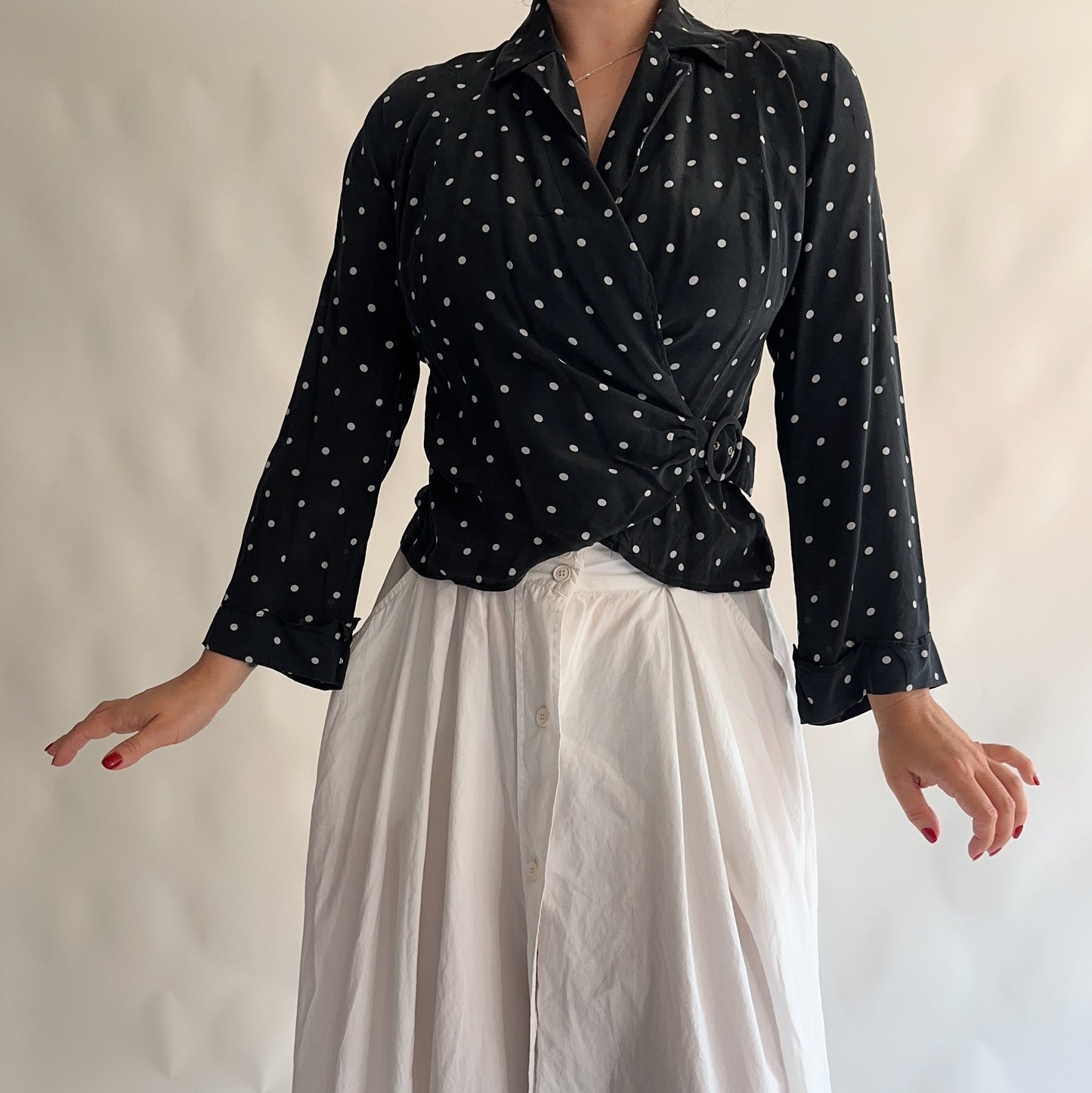 Top Vintage polka dot 100% seda (S)
