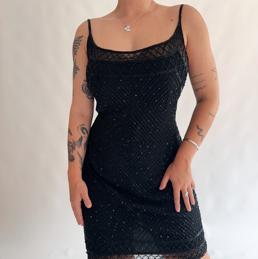 vestido y2k tubinho todo bordado (L-XL)