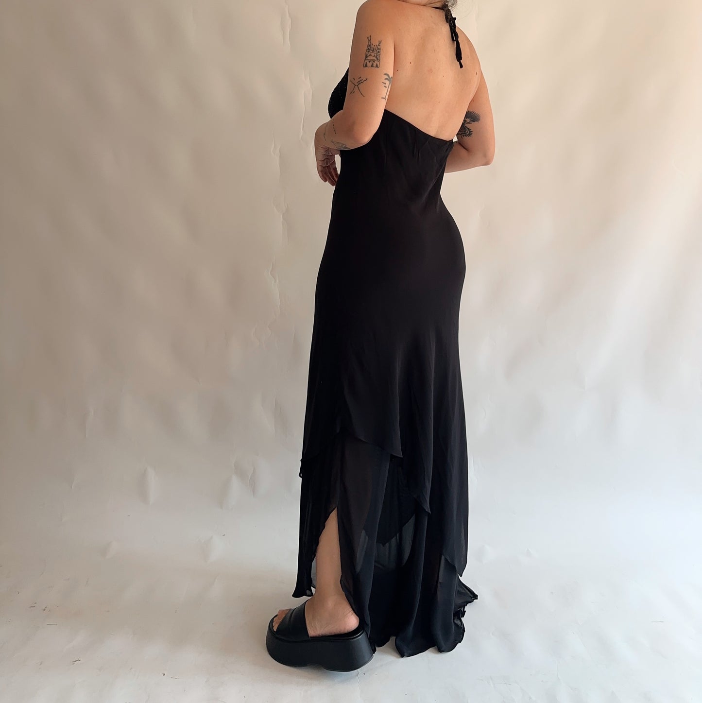 vestido vintage assimétrico y2k (L)