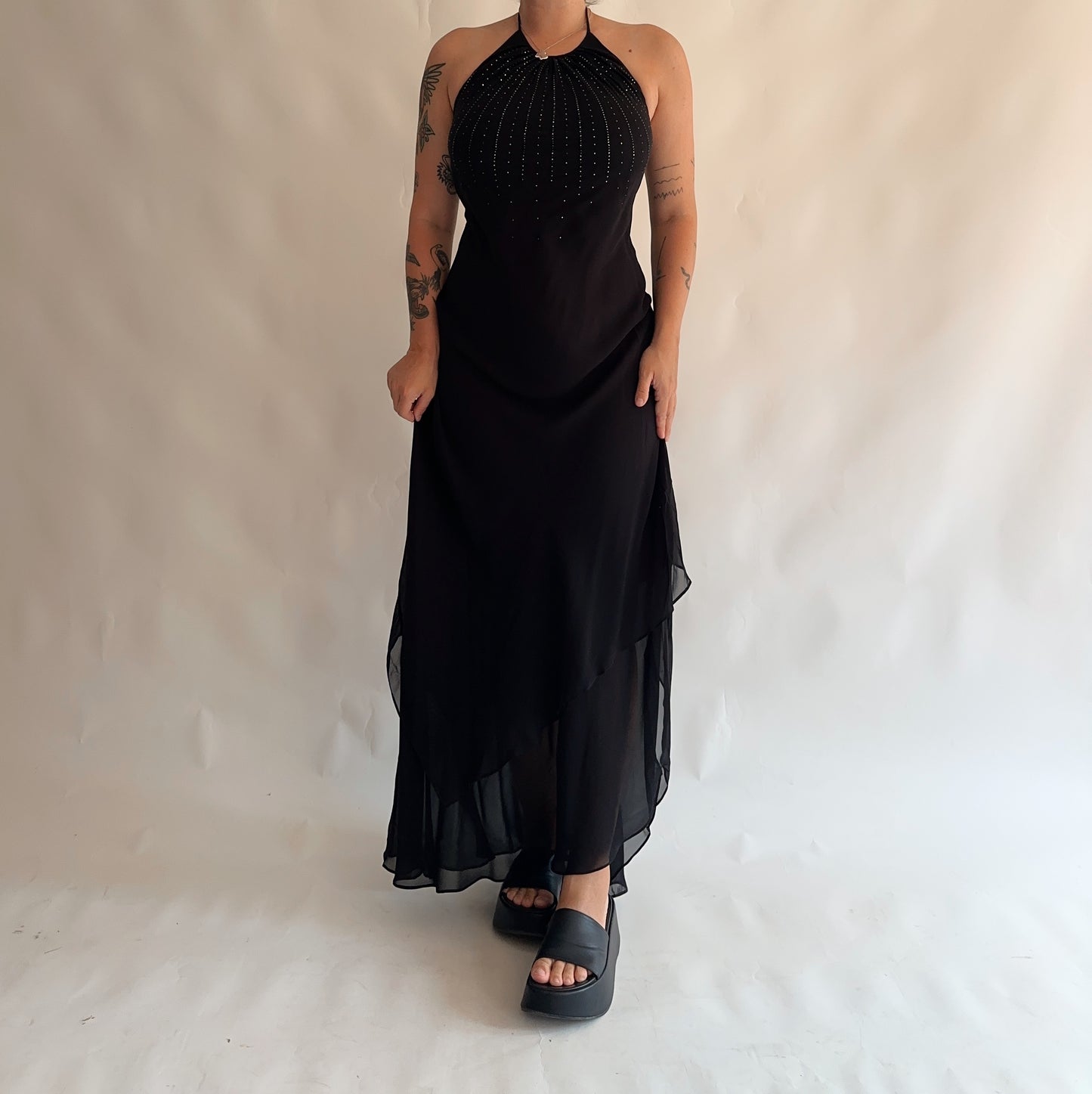 vestido vintage assimétrico y2k (L)