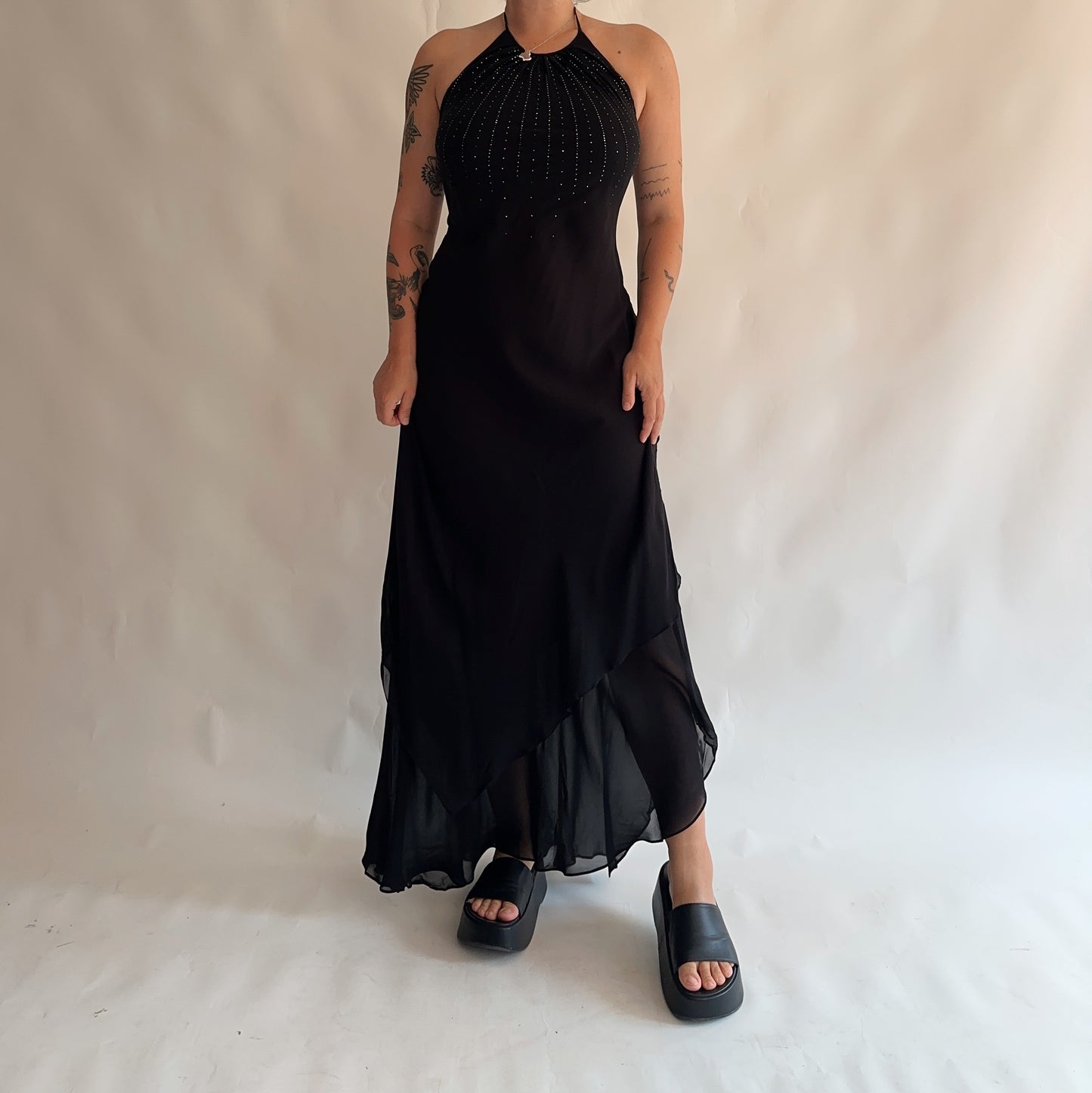 vestido vintage assimétrico y2k (L)