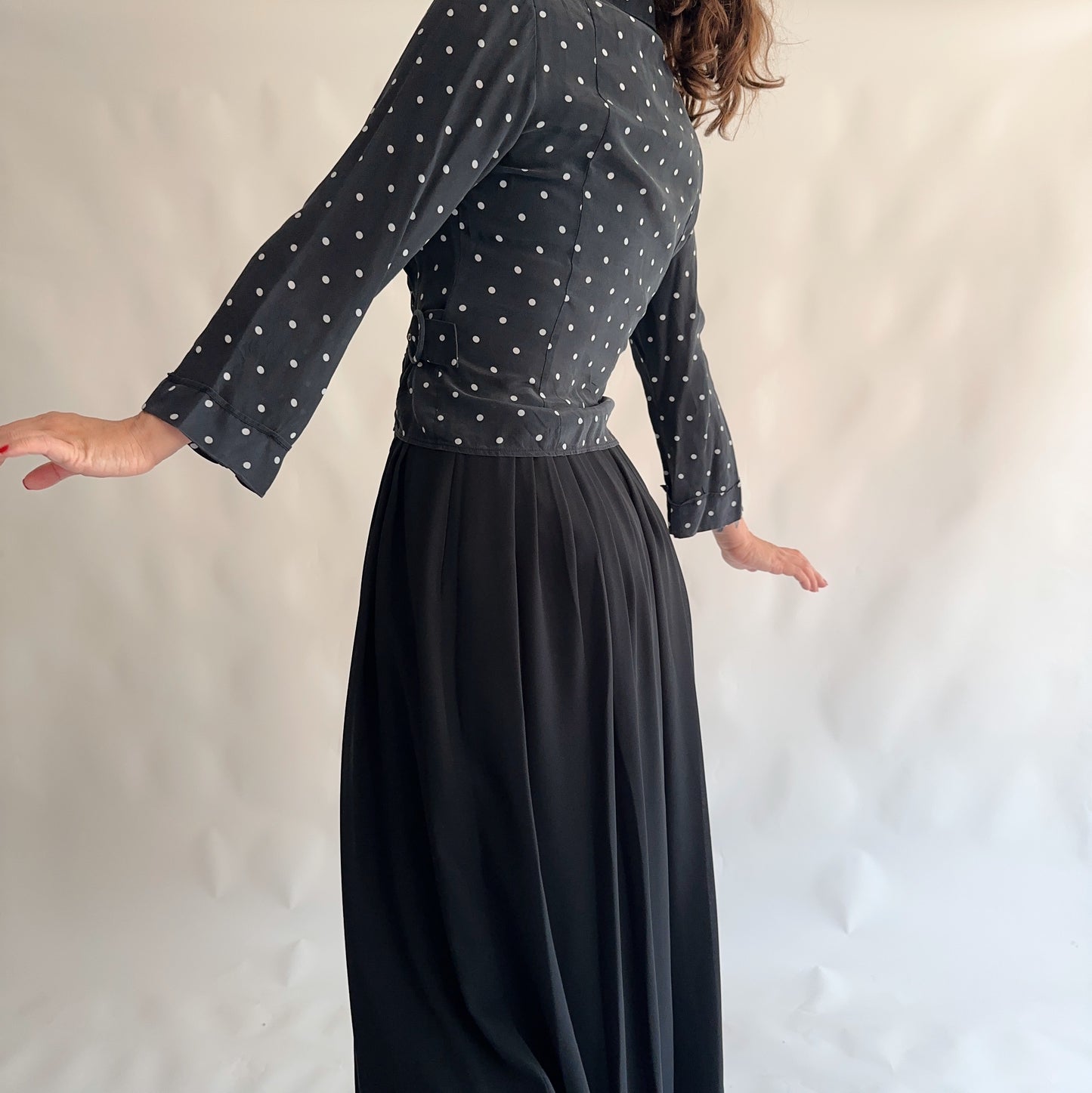 Top Vintage polka dot 100% seda (S)