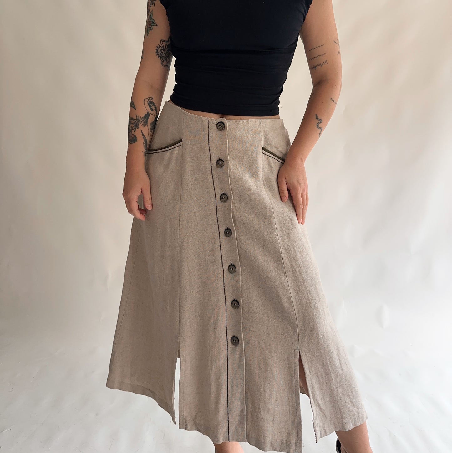 saia vintage 100% linho (L)