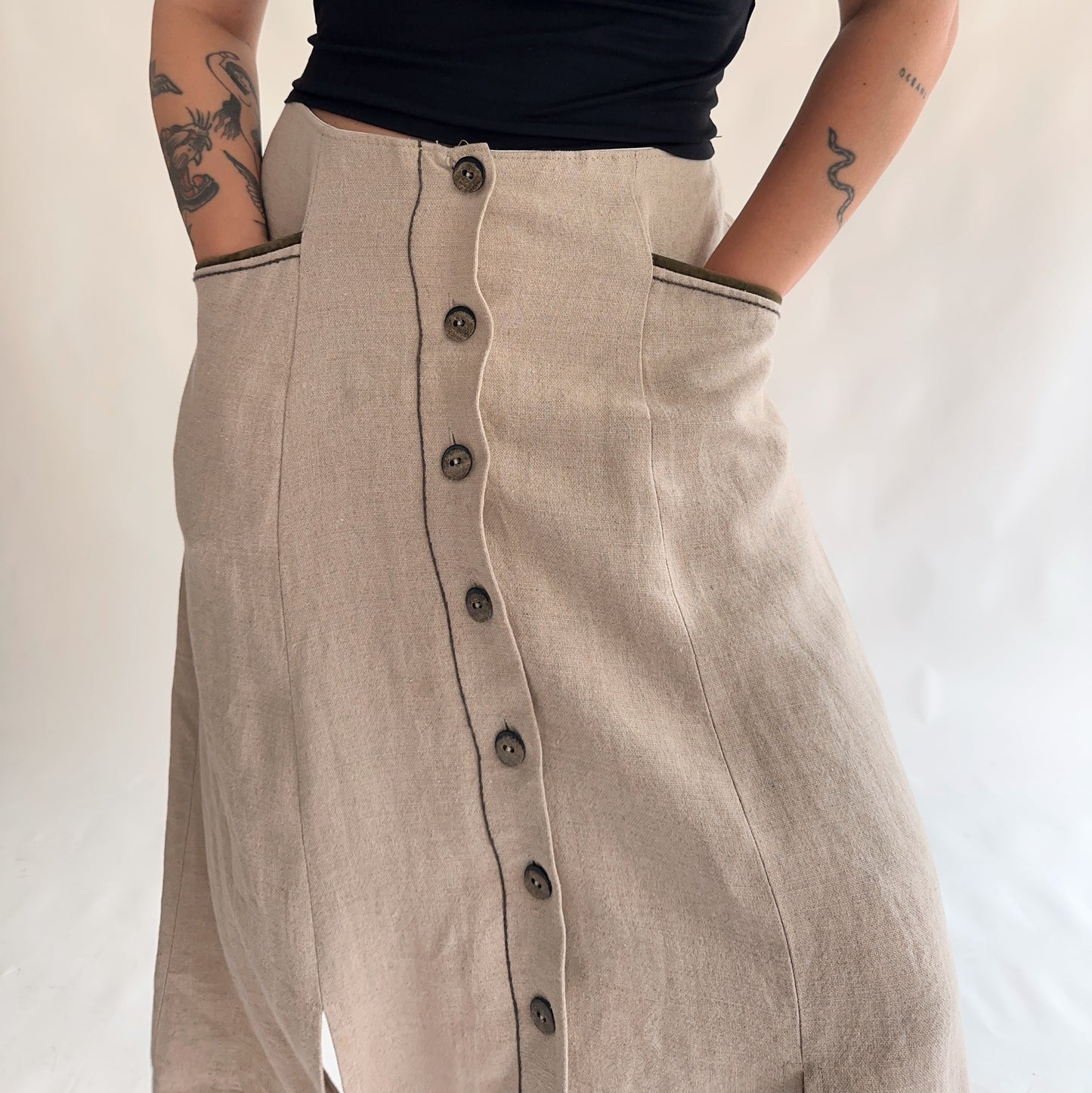 saia vintage 100% linho (L)