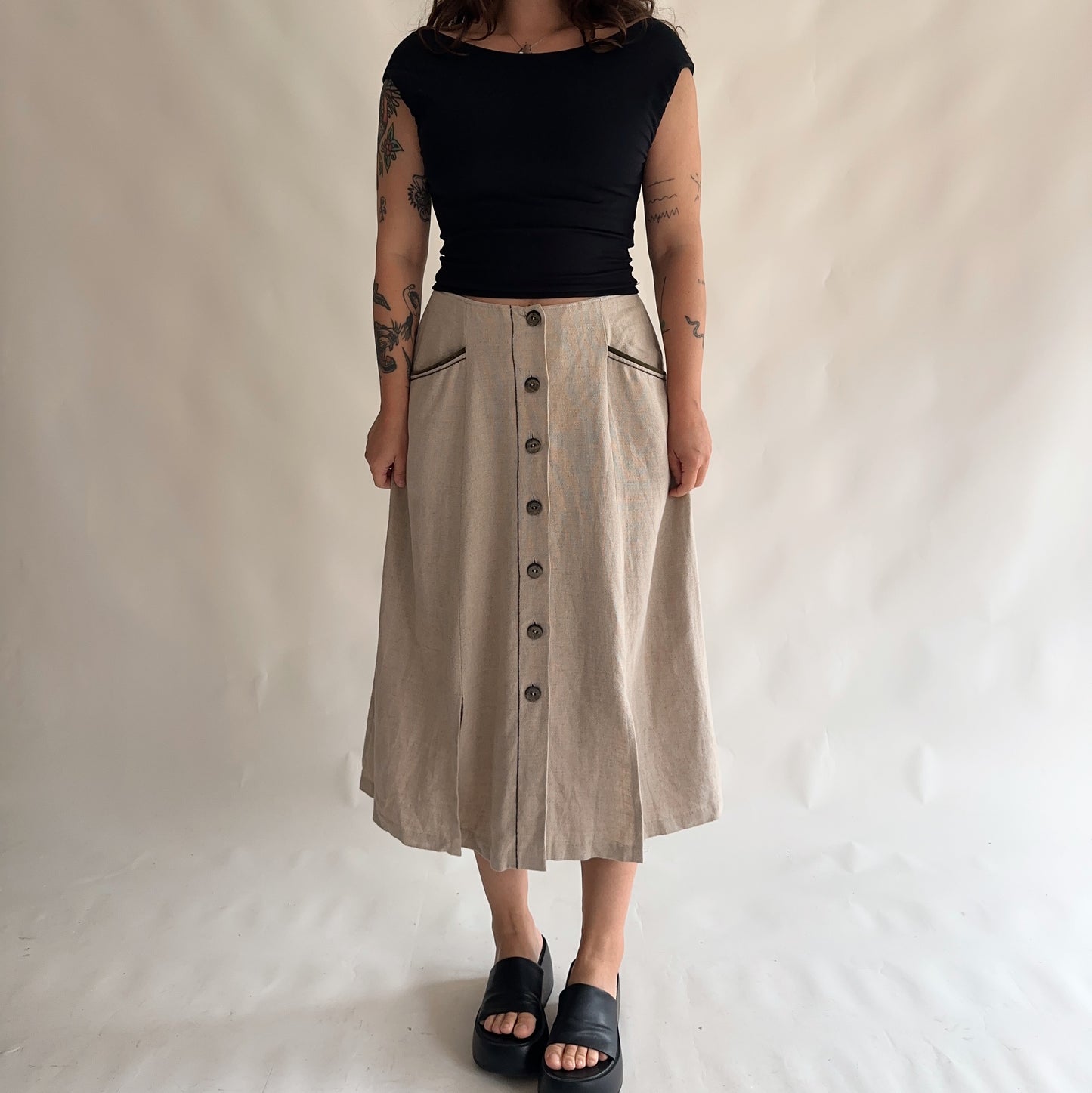saia vintage 100% linho (L)