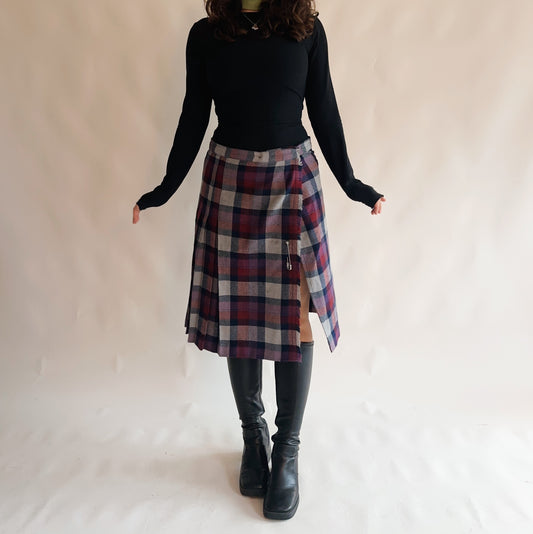 vintage kilt lã (M-L)