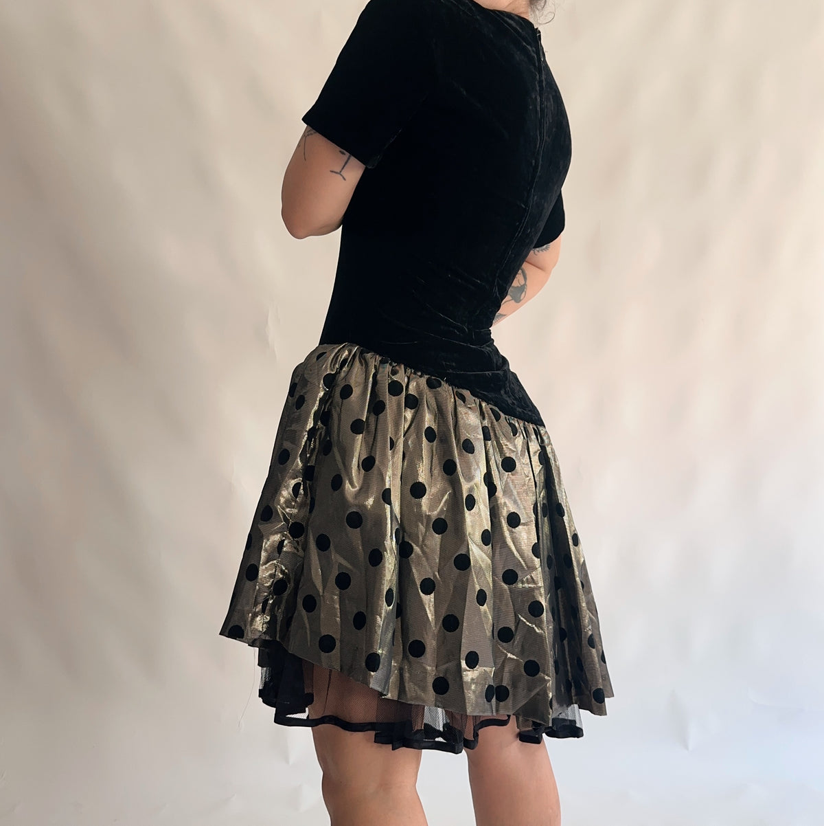 vestido vintage veludo assimétrico (L)