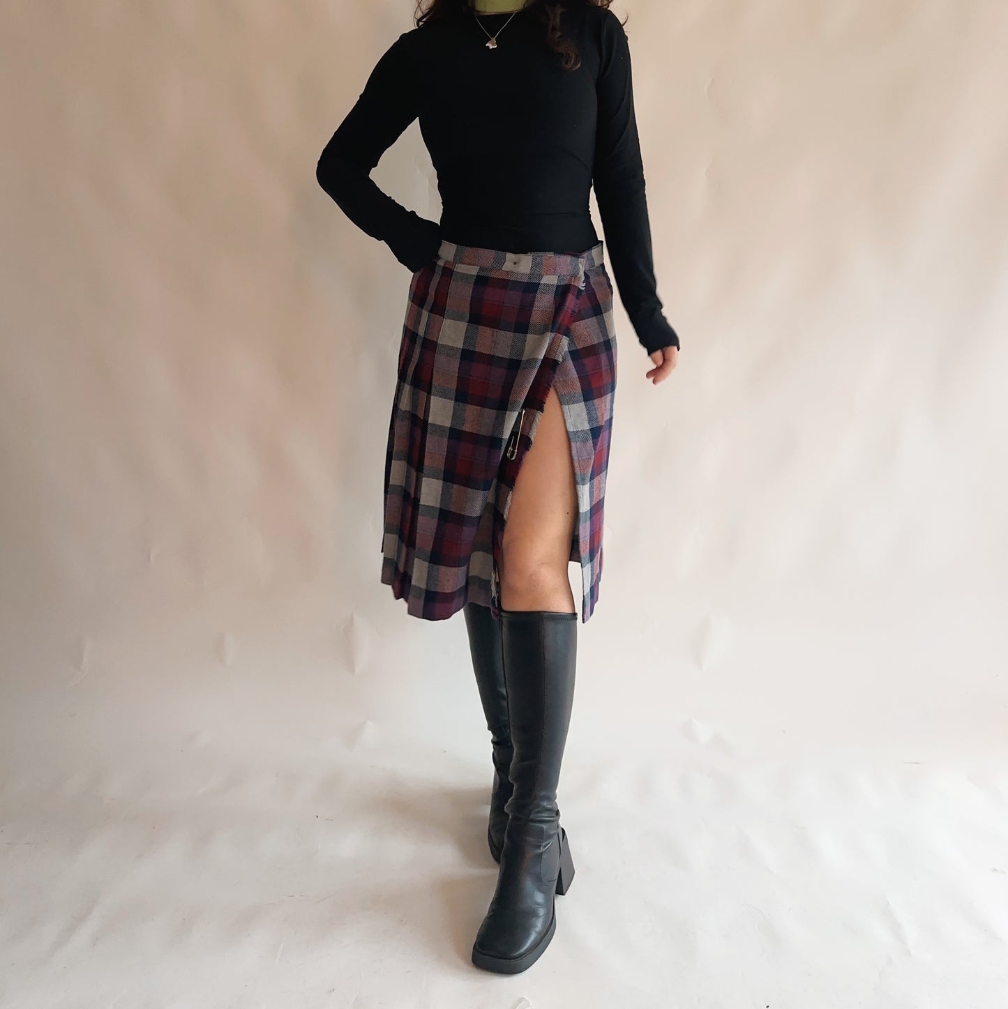 vintage kilt lã (M-L)