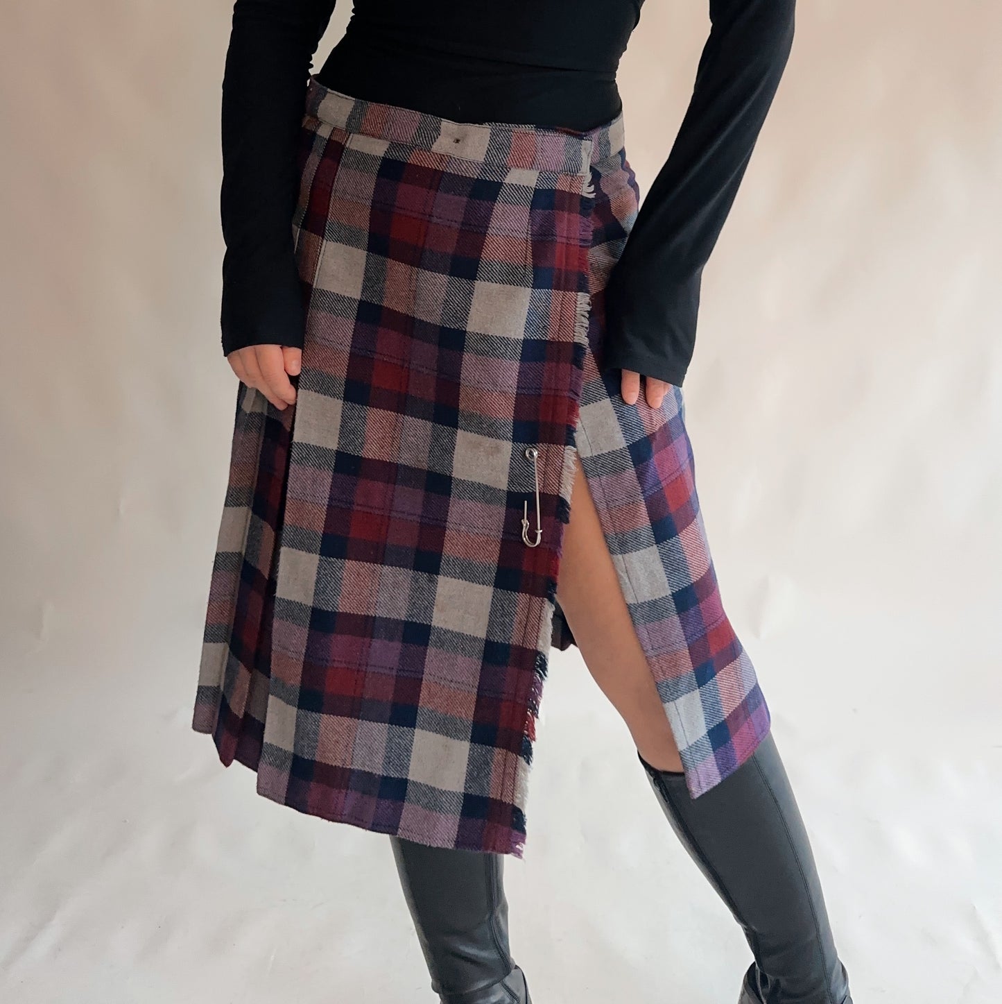 vintage kilt lã (M-L)