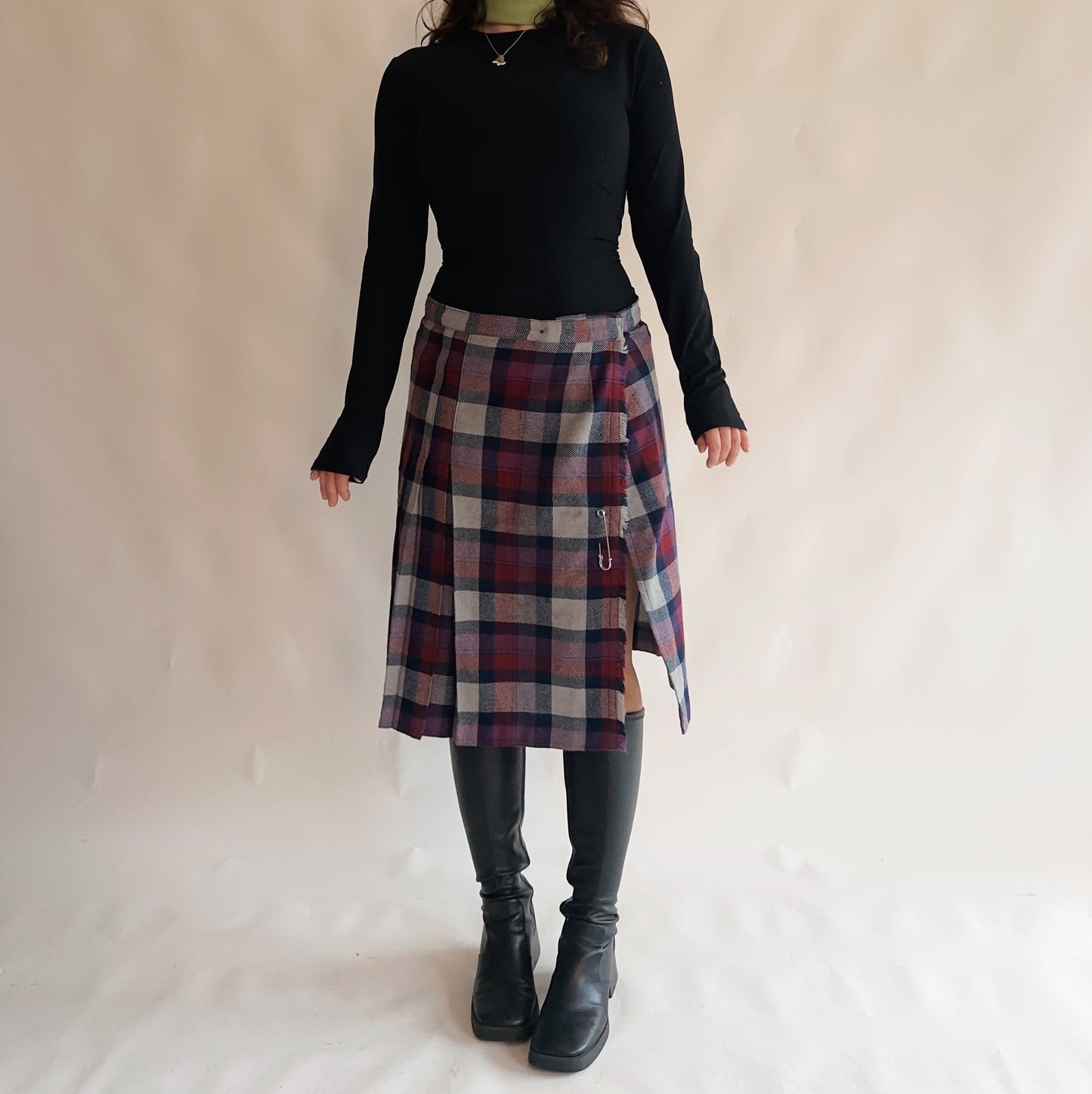 vintage kilt lã (M-L)