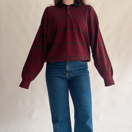 Camisola Vintage Italiana Bordeaux 50% Lã (L)