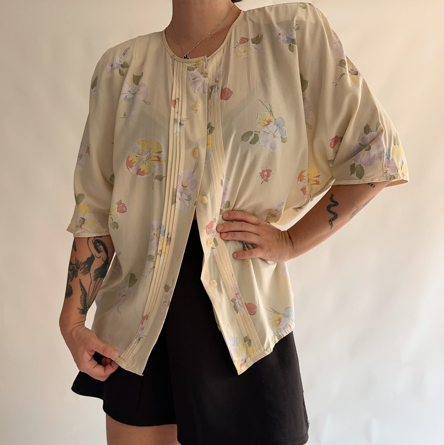 camisa vintage floral (L)