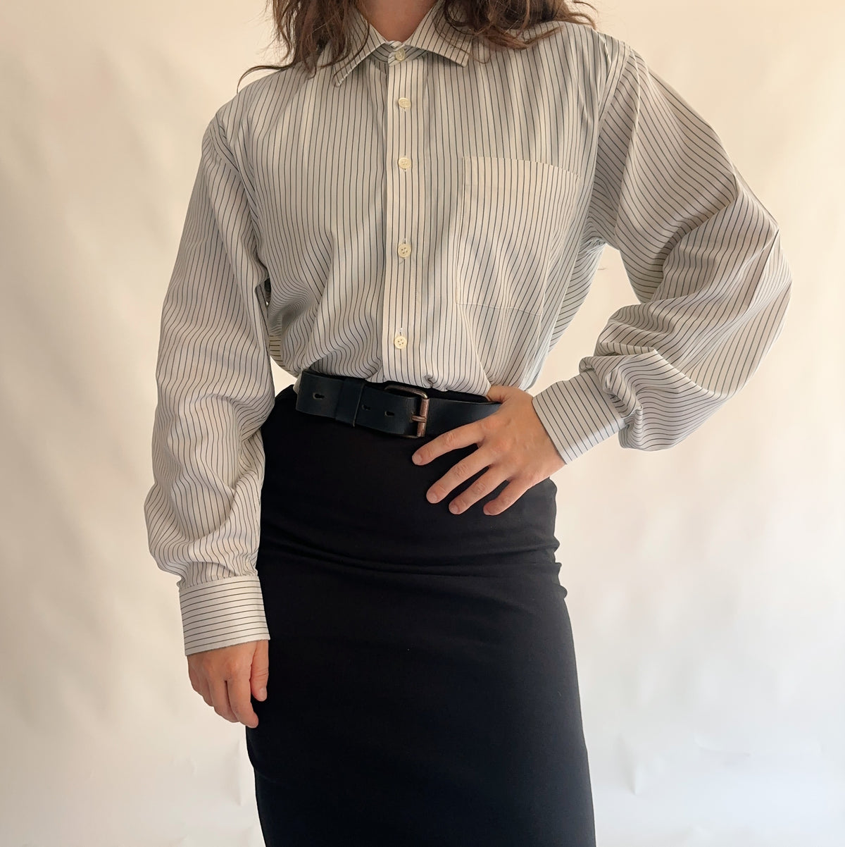 camisa vintage francesa 100% cotton (M)