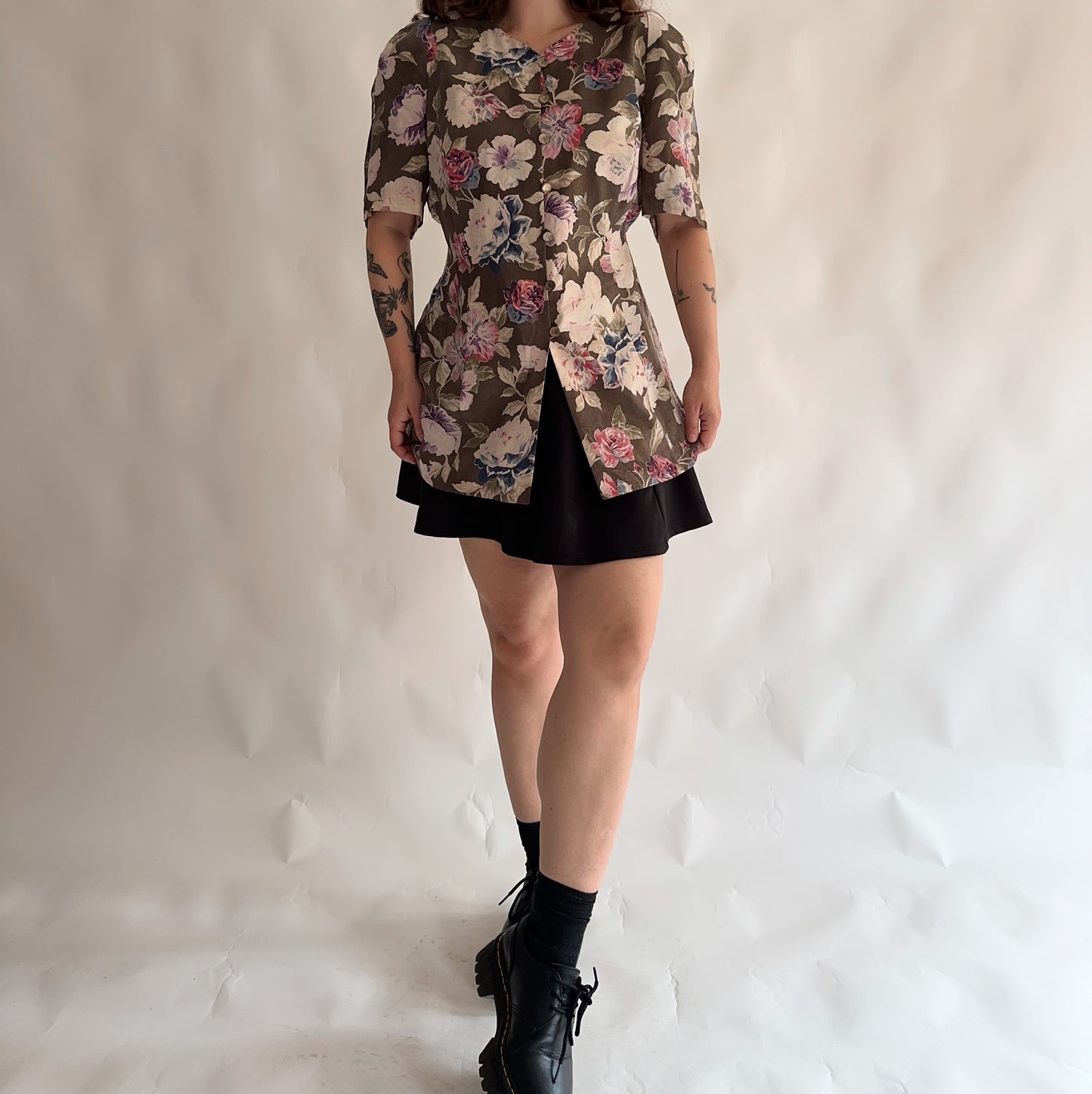 Camisa Vintage floral 100% seda (XL)