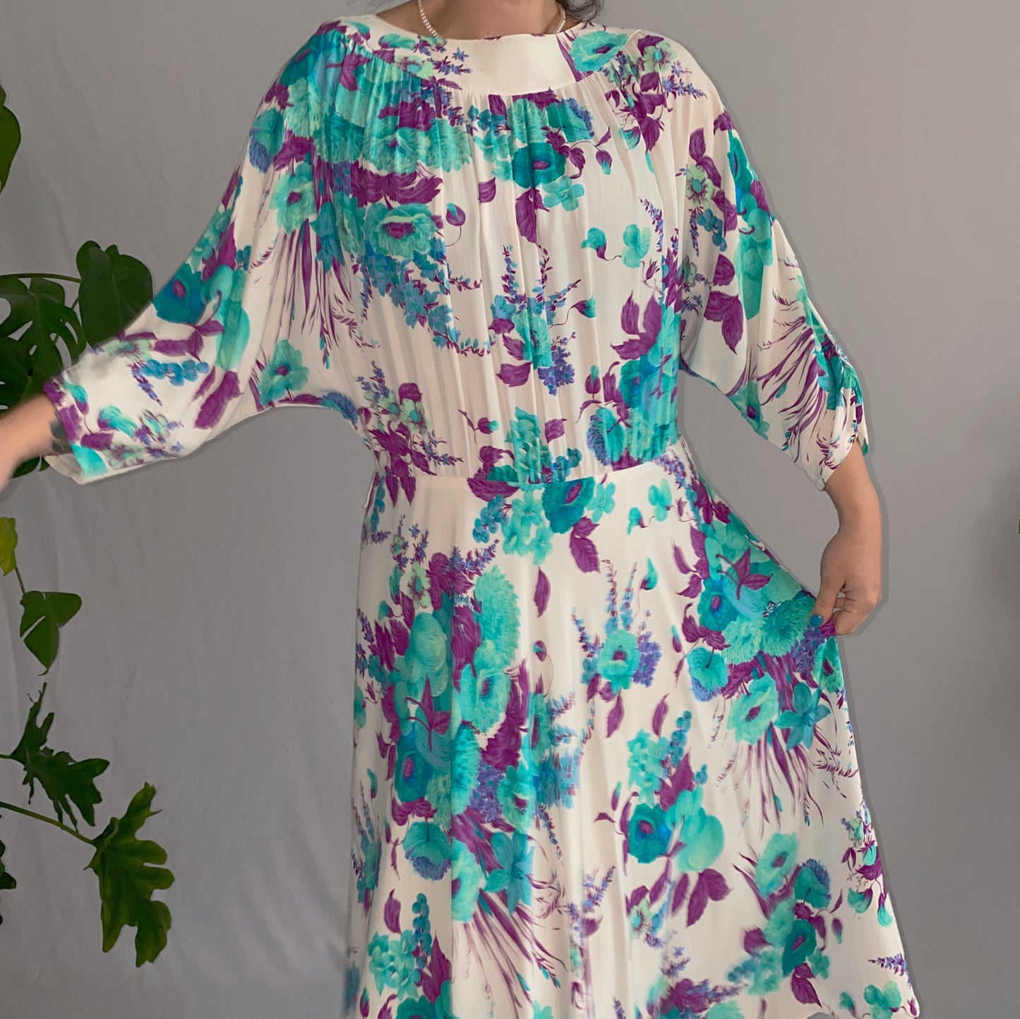 80s vintage floral dress (XL)