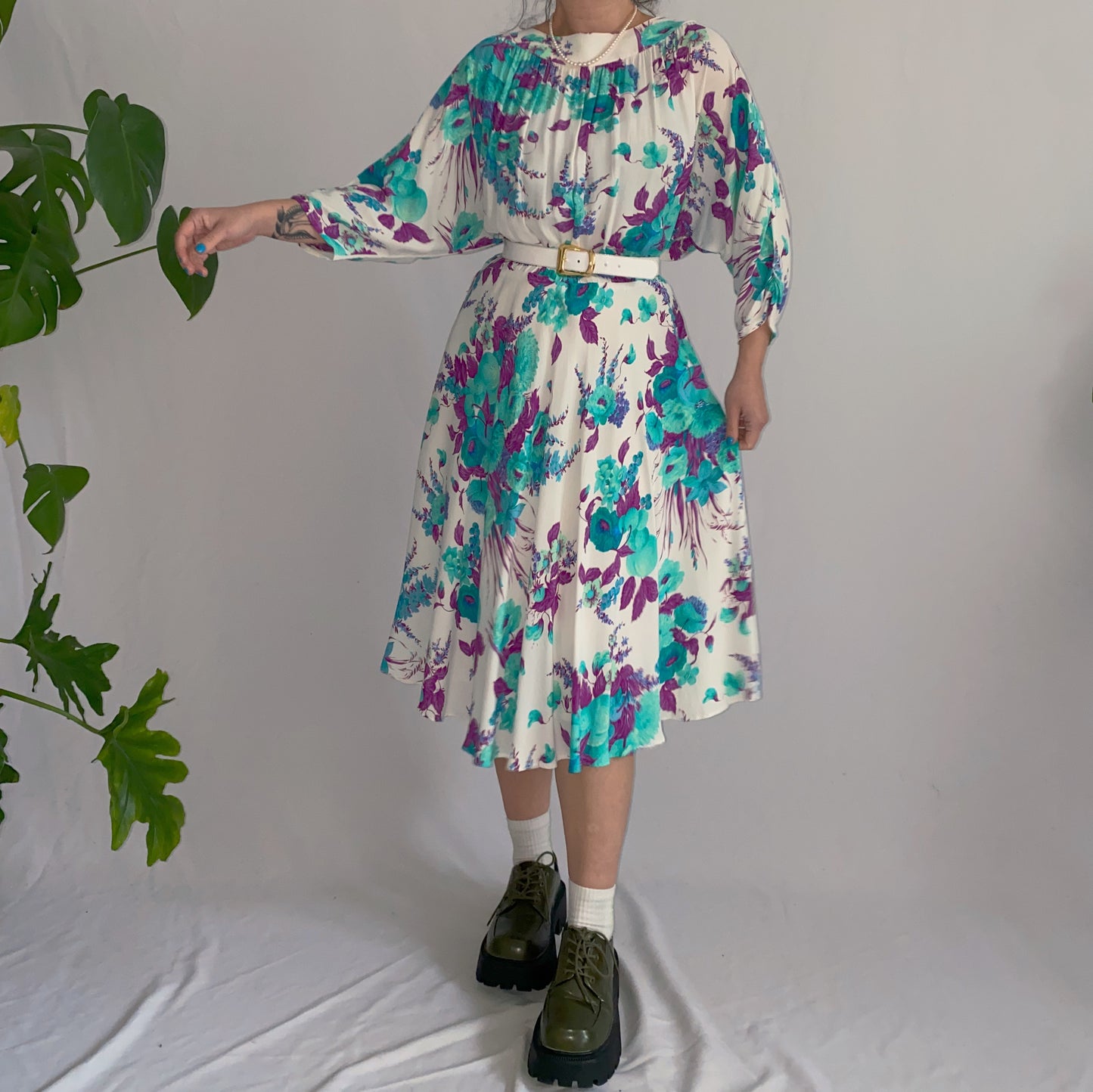 80s vintage floral dress (XL)