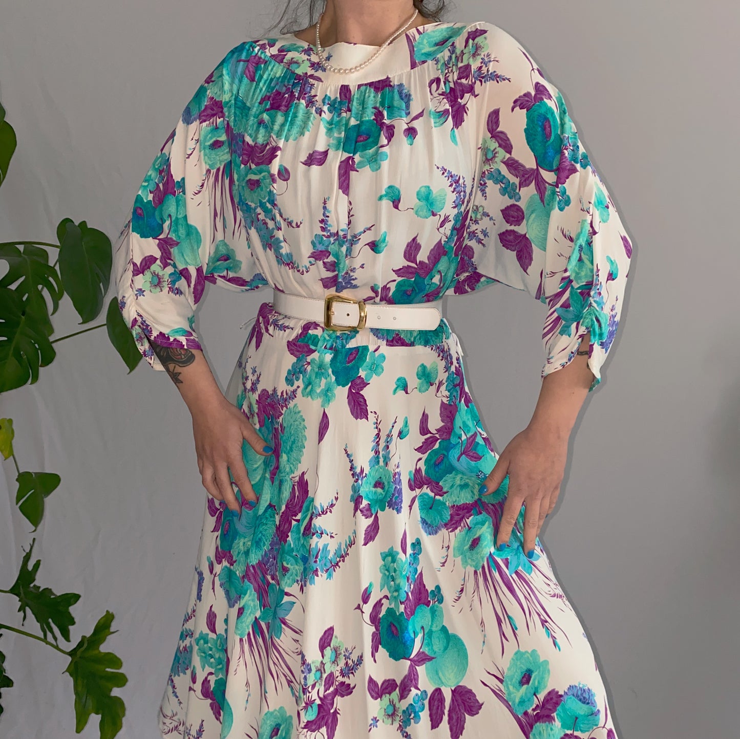 80s vintage floral dress (XL)