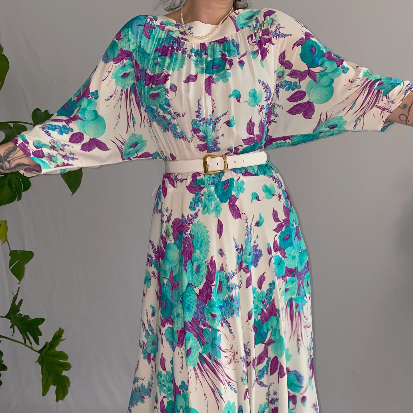 80s vintage floral dress (XL)