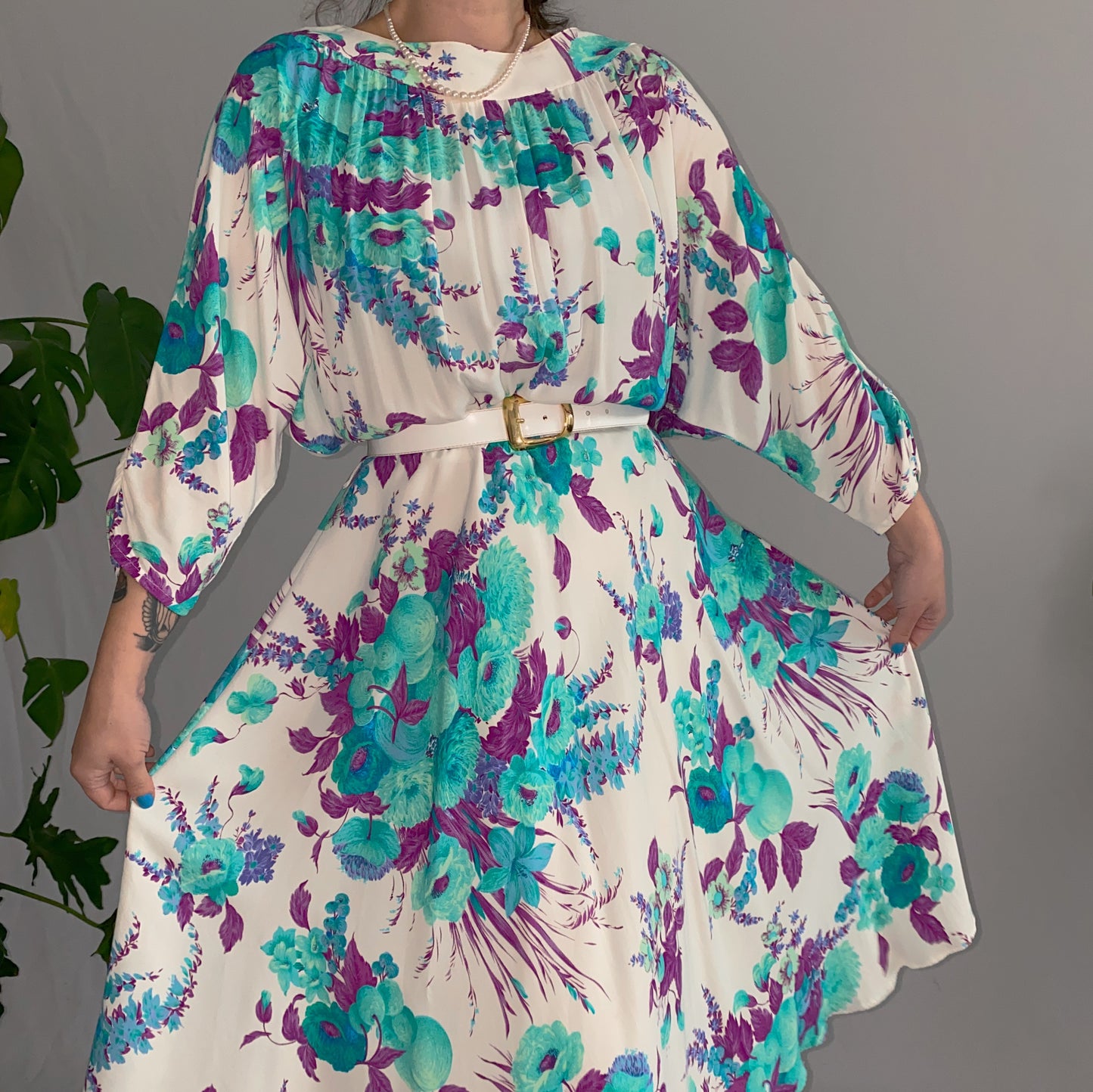 80s vintage floral dress (XL)